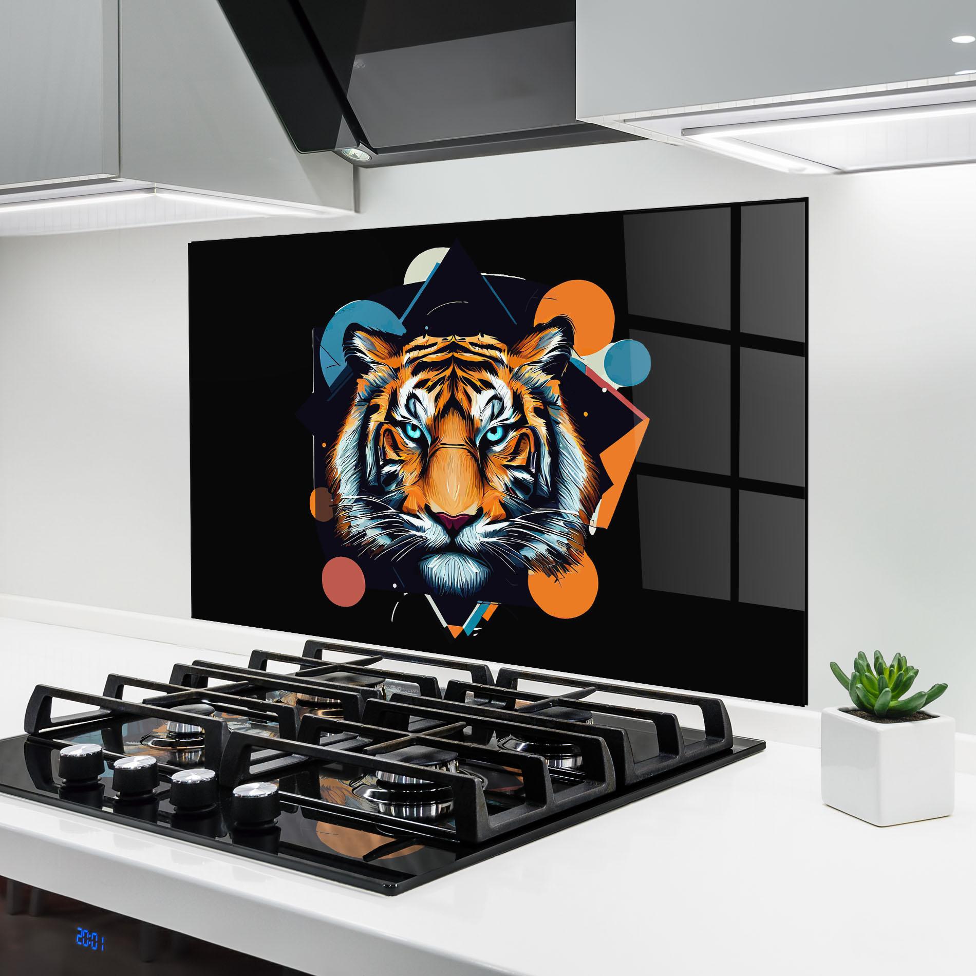 Küchenrückwand Glas Geometric Tiger mockup 6
