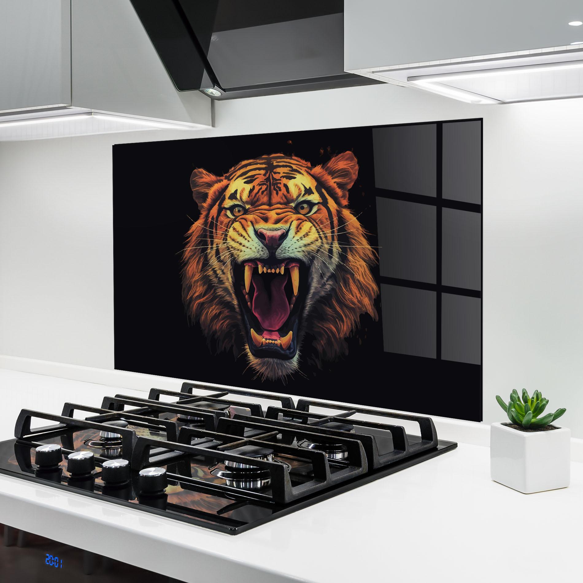 Küchenrückwand Glas Tiger Bite mockup 6