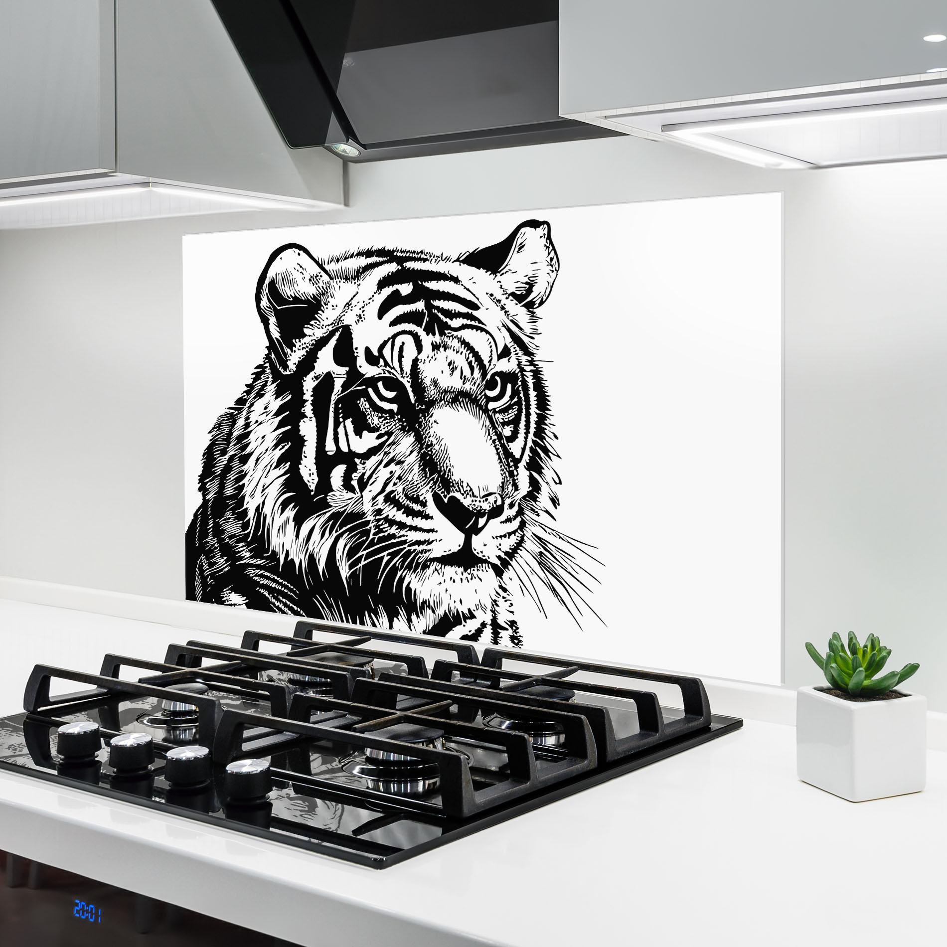 Küchenrückwand Glas Tiger Head mockup 6