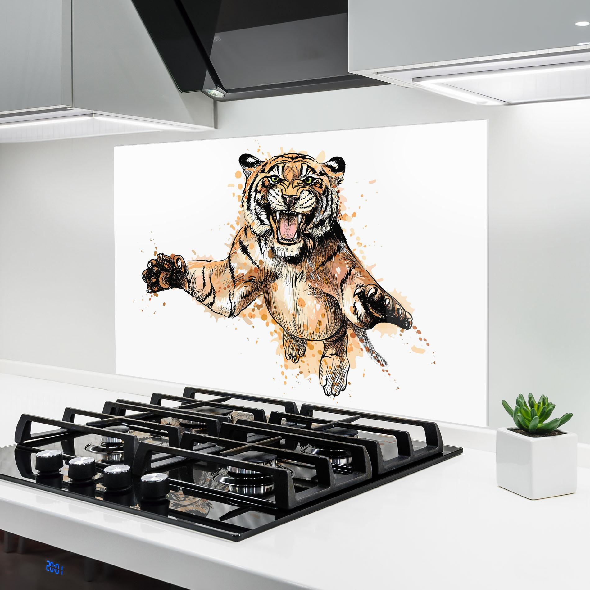 Küchenrückwand Glas Tiger Jump mockup 6