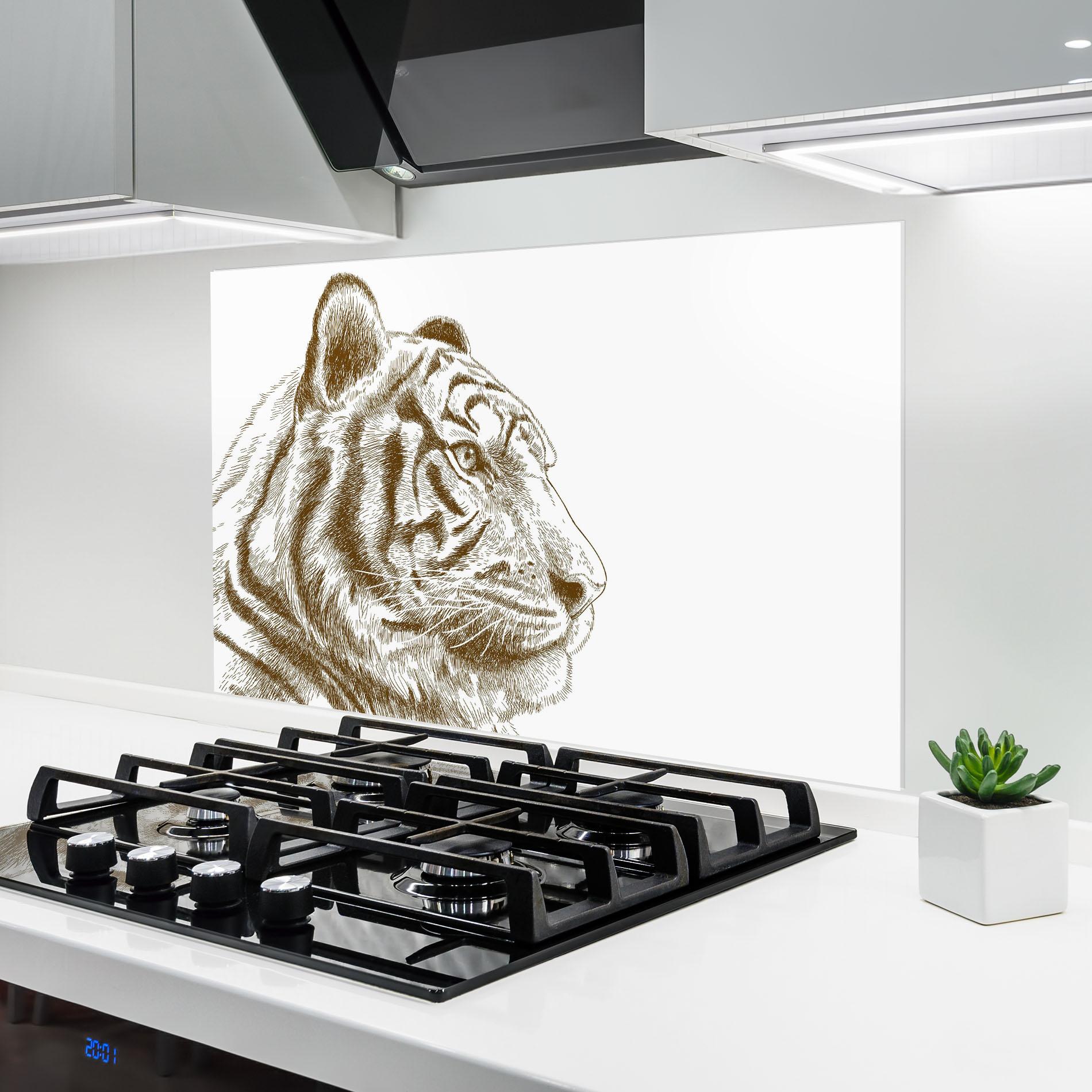 Küchenrückwand Glas Tigerf Brown Head mockup 6
