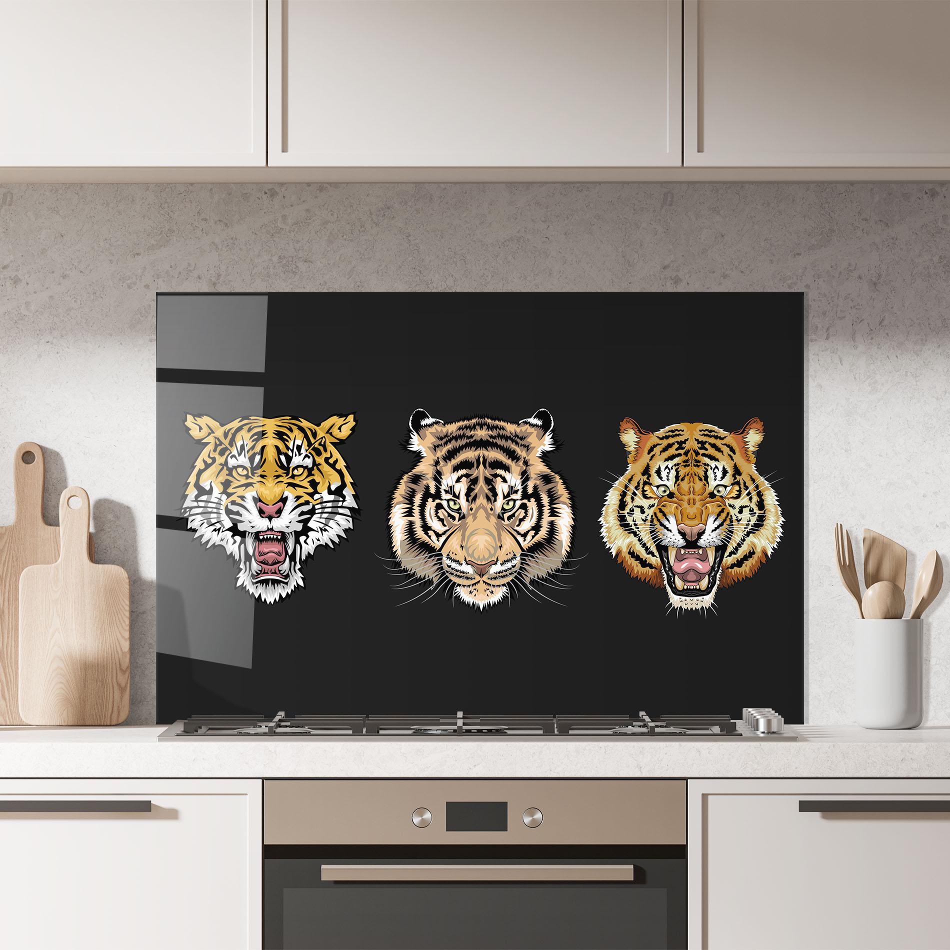 Küchenrückwand Glas 3 Tigers mockup 7