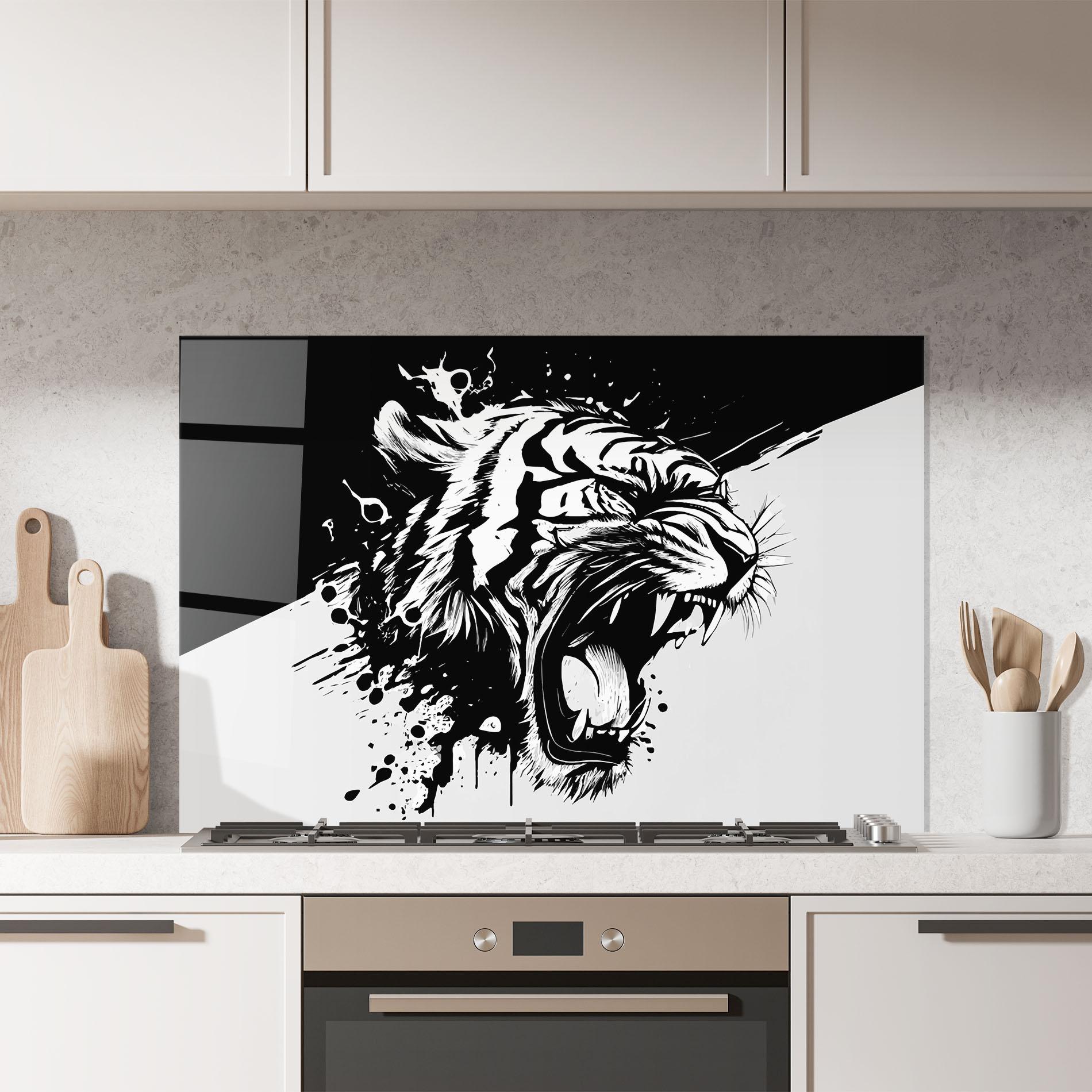 Küchenrückwand Glas Black Grey Tiger mockup 7
