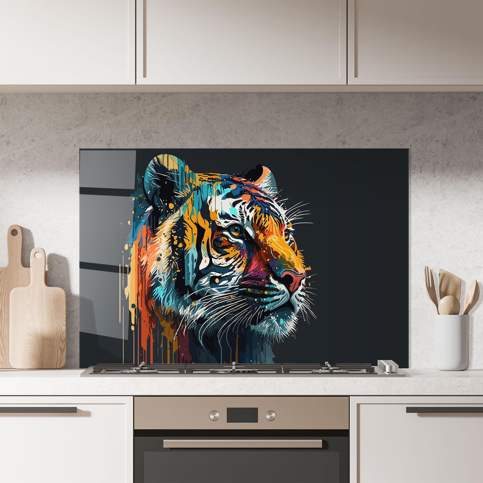Küchenrückwand Glas Color Mix Tiger mockup 7