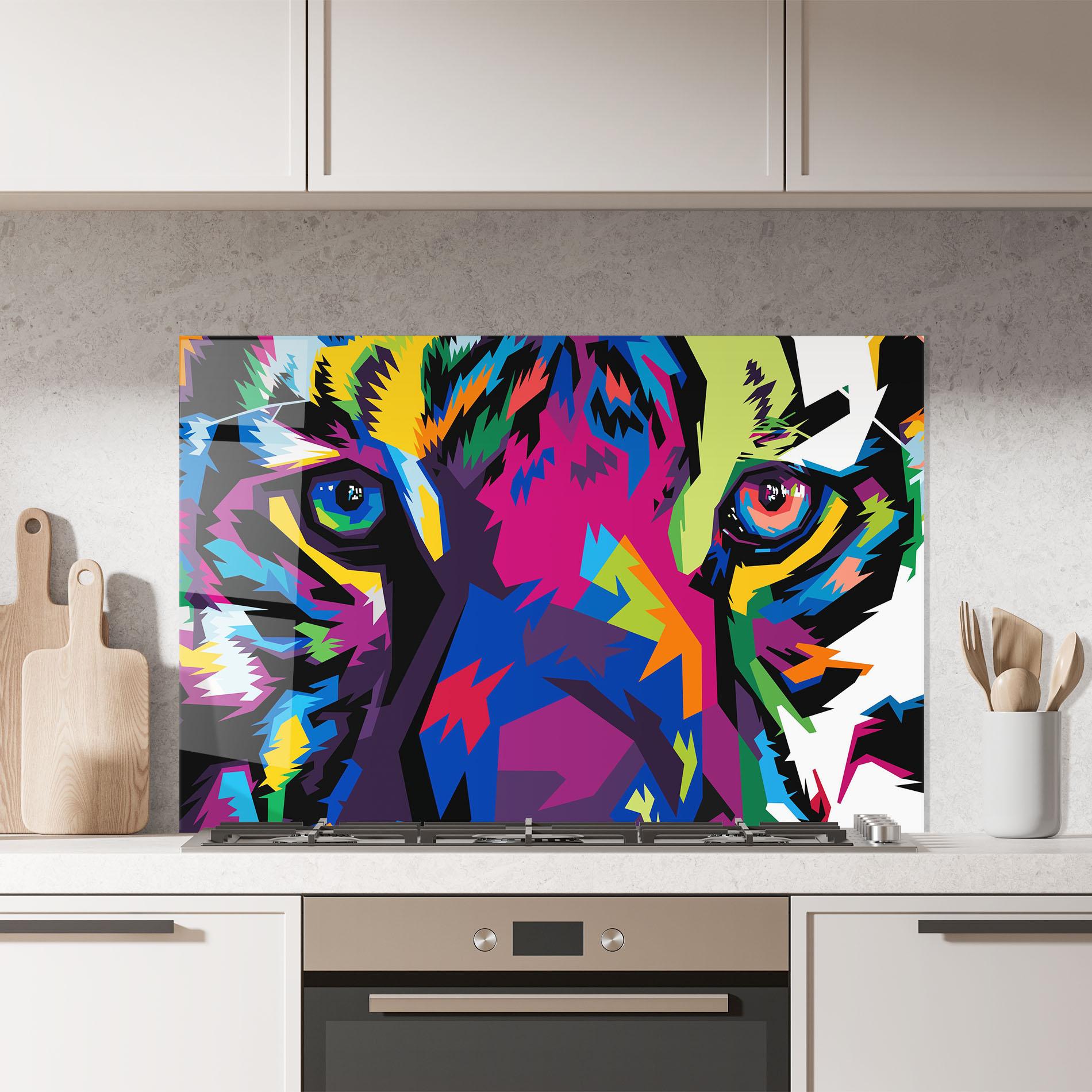 Küchenrückwand Glas Colourul Tiger Eyes mockup 7