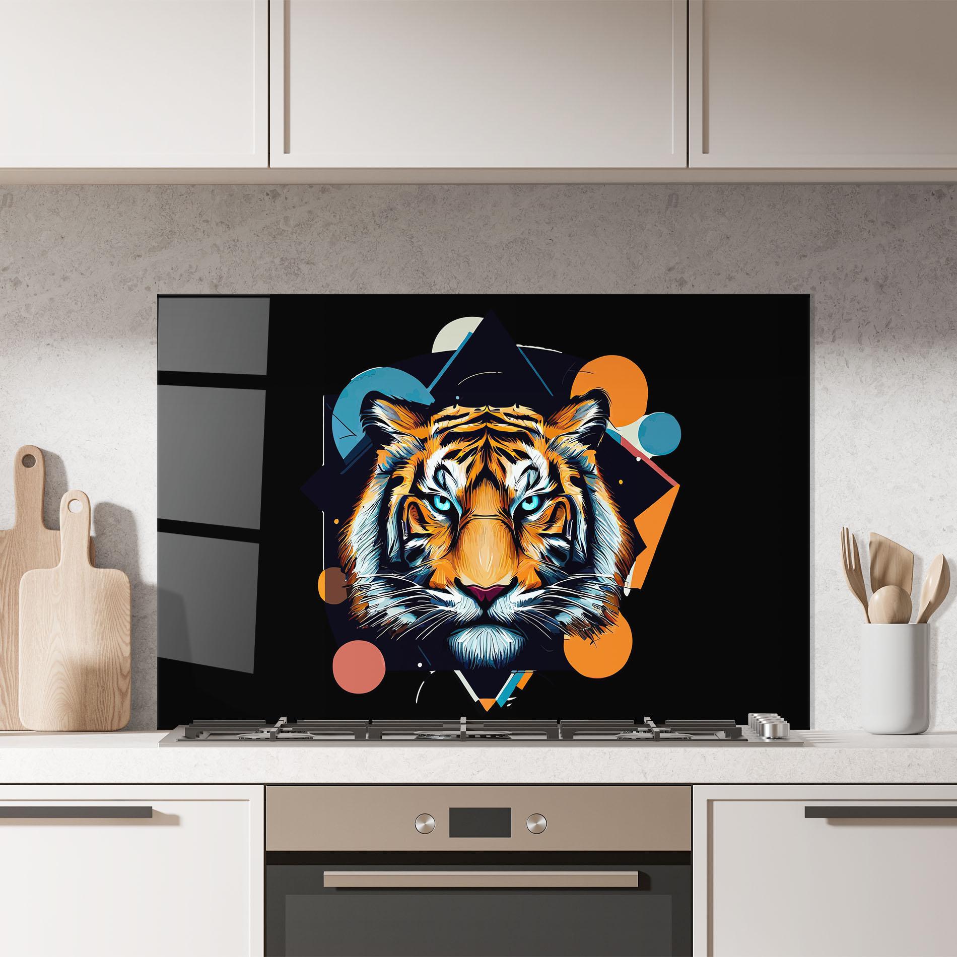 Küchenrückwand Glas Geometric Tiger mockup 7