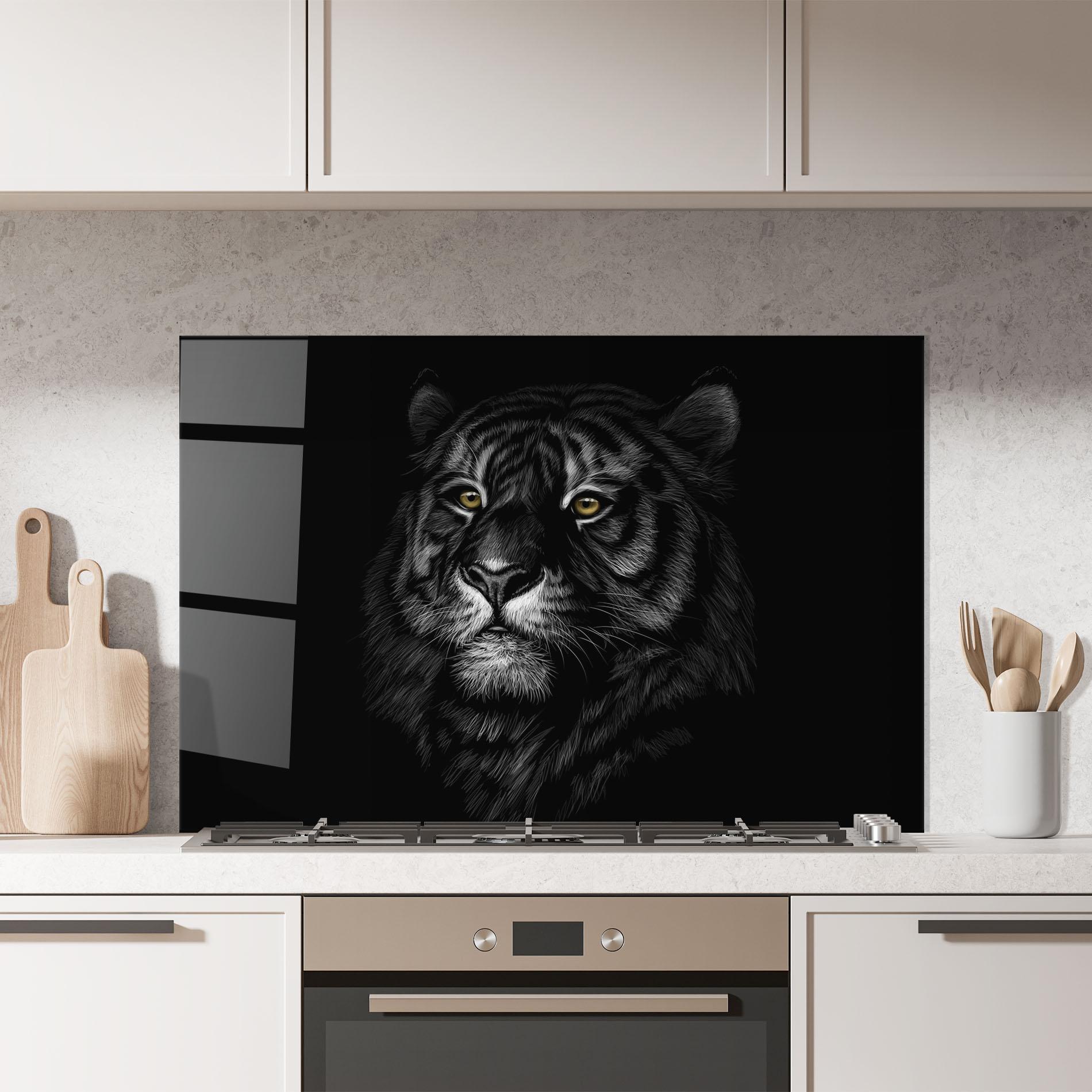 Küchenrückwand Glas Shadow Tiger mockup 7