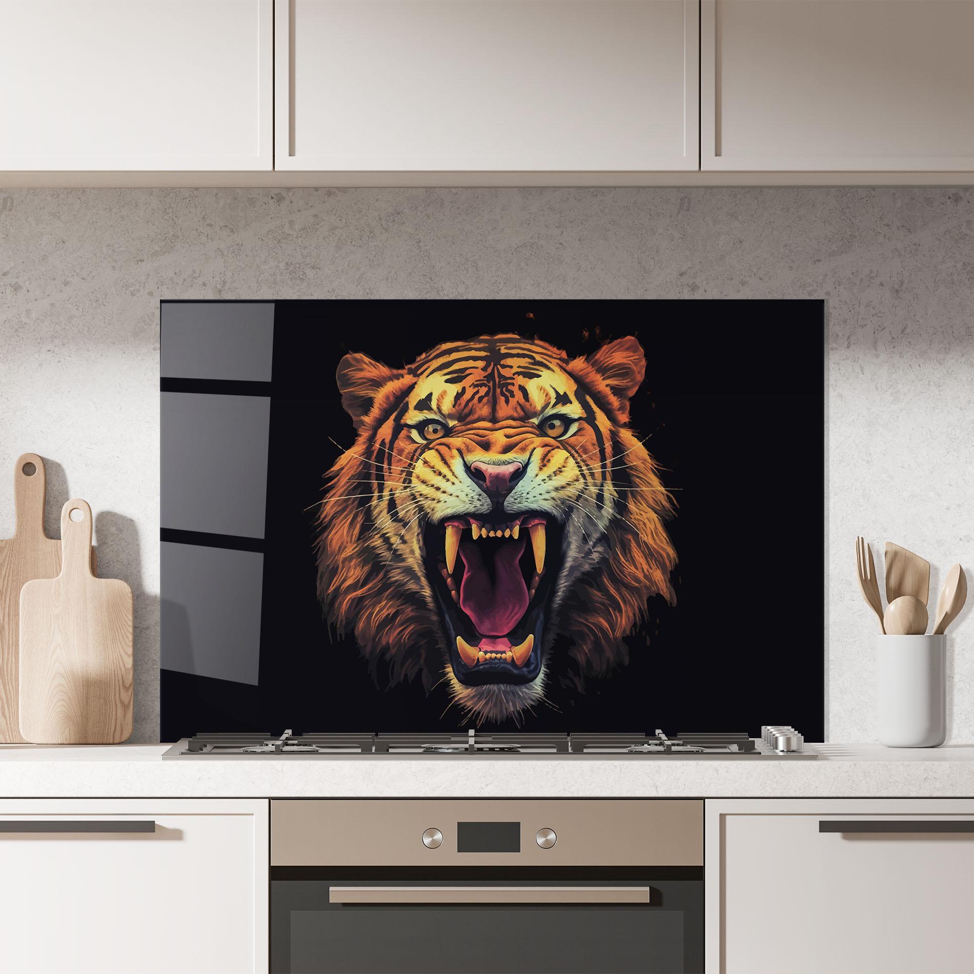 Küchenrückwand Glas Tiger Bite mockup 7