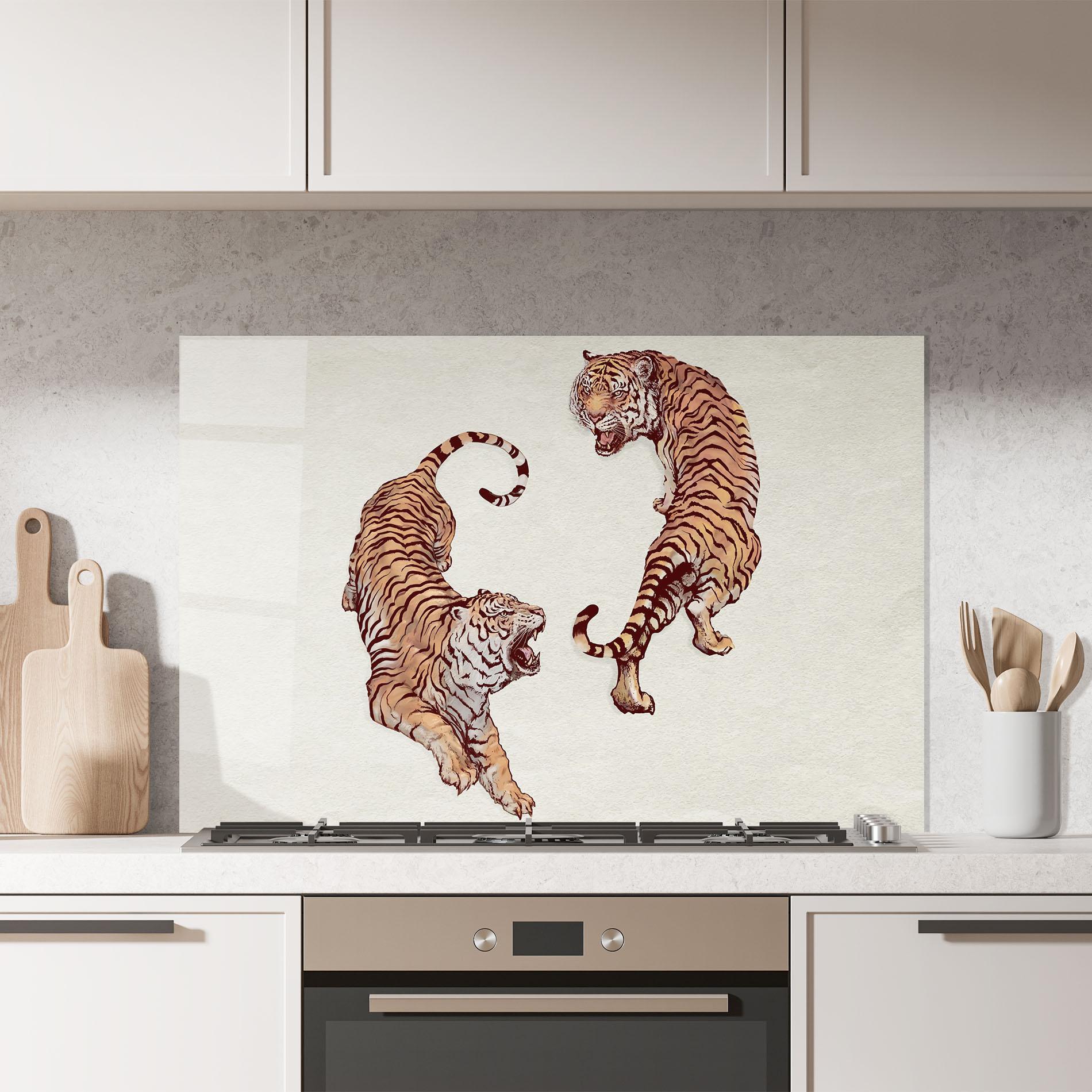 Küchenrückwand Glas Tiger Fight mockup 7