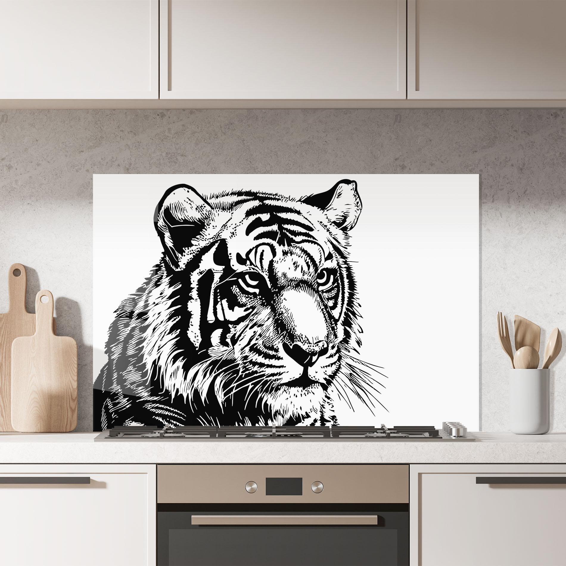 Küchenrückwand Glas Tiger Head mockup 7