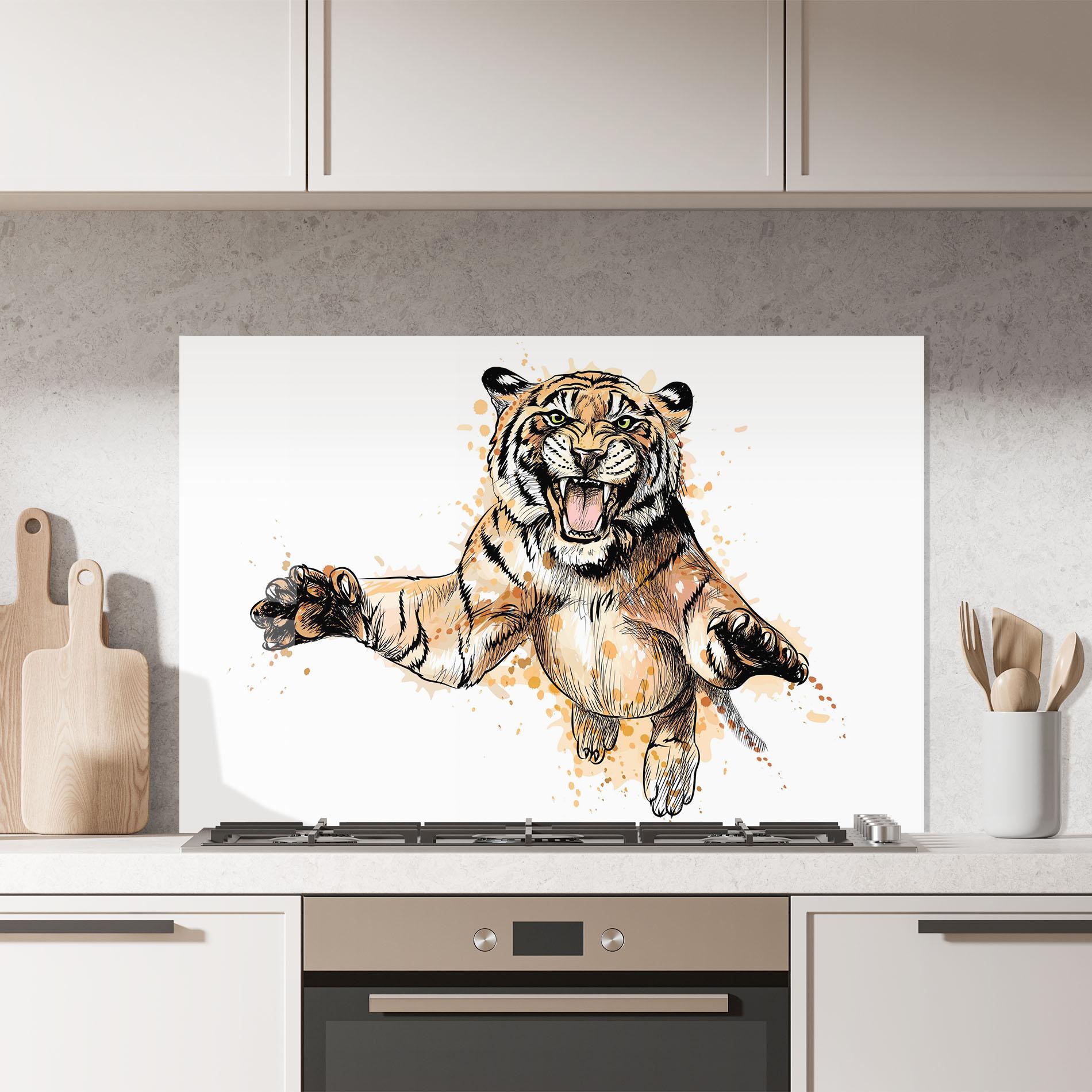 Küchenrückwand Glas Tiger Jump mockup 7
