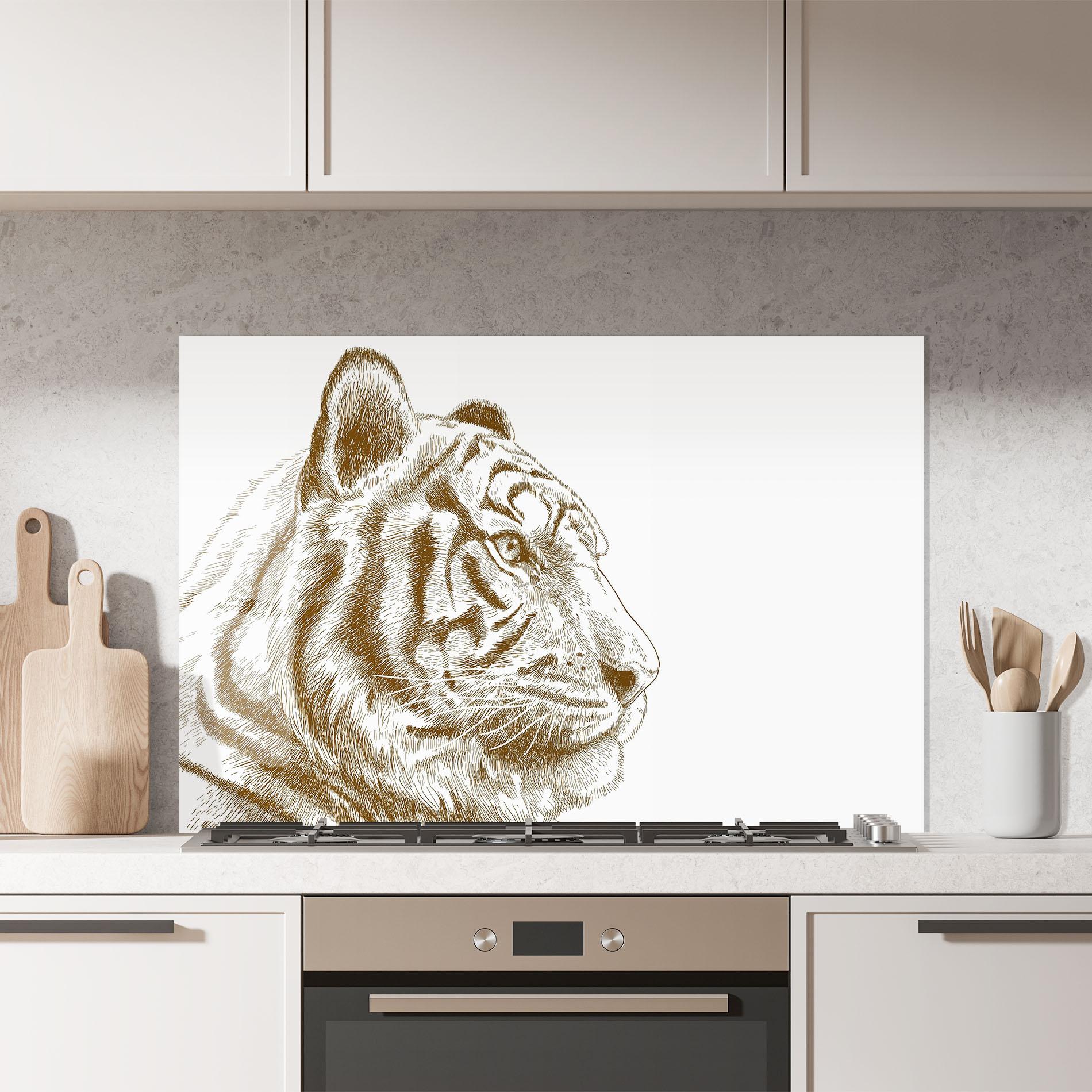 Küchenrückwand Glas Tigerf Brown Head mockup 7