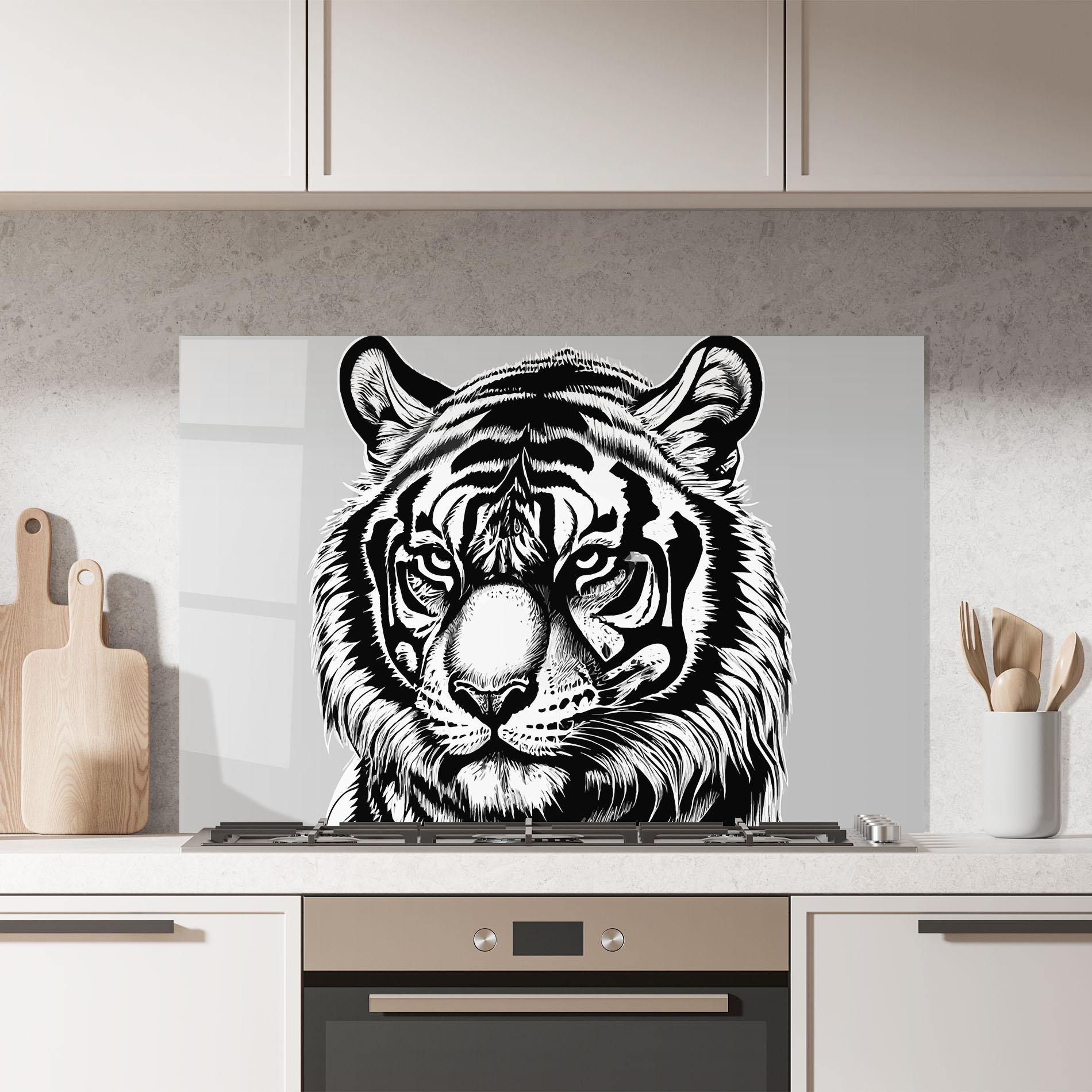 Küchenrückwand Glas White Tiger Grey mockup 7