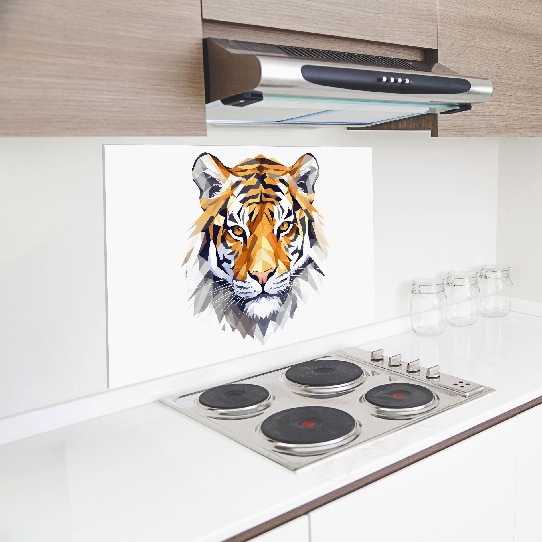Küchenrückwand Glas Beautifu Tiger Portrait mockup 8