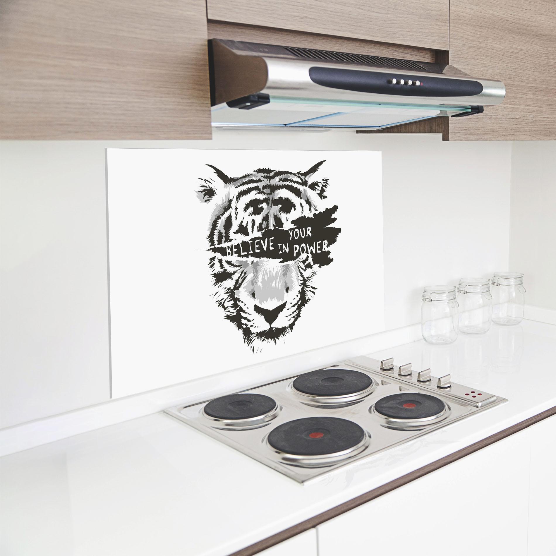 Küchenrückwand Glas Belive In Your Power mockup 8