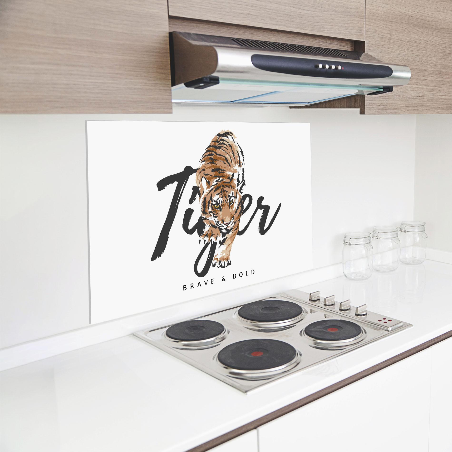 Küchenrückwand Glas Brave And Bold mockup 8