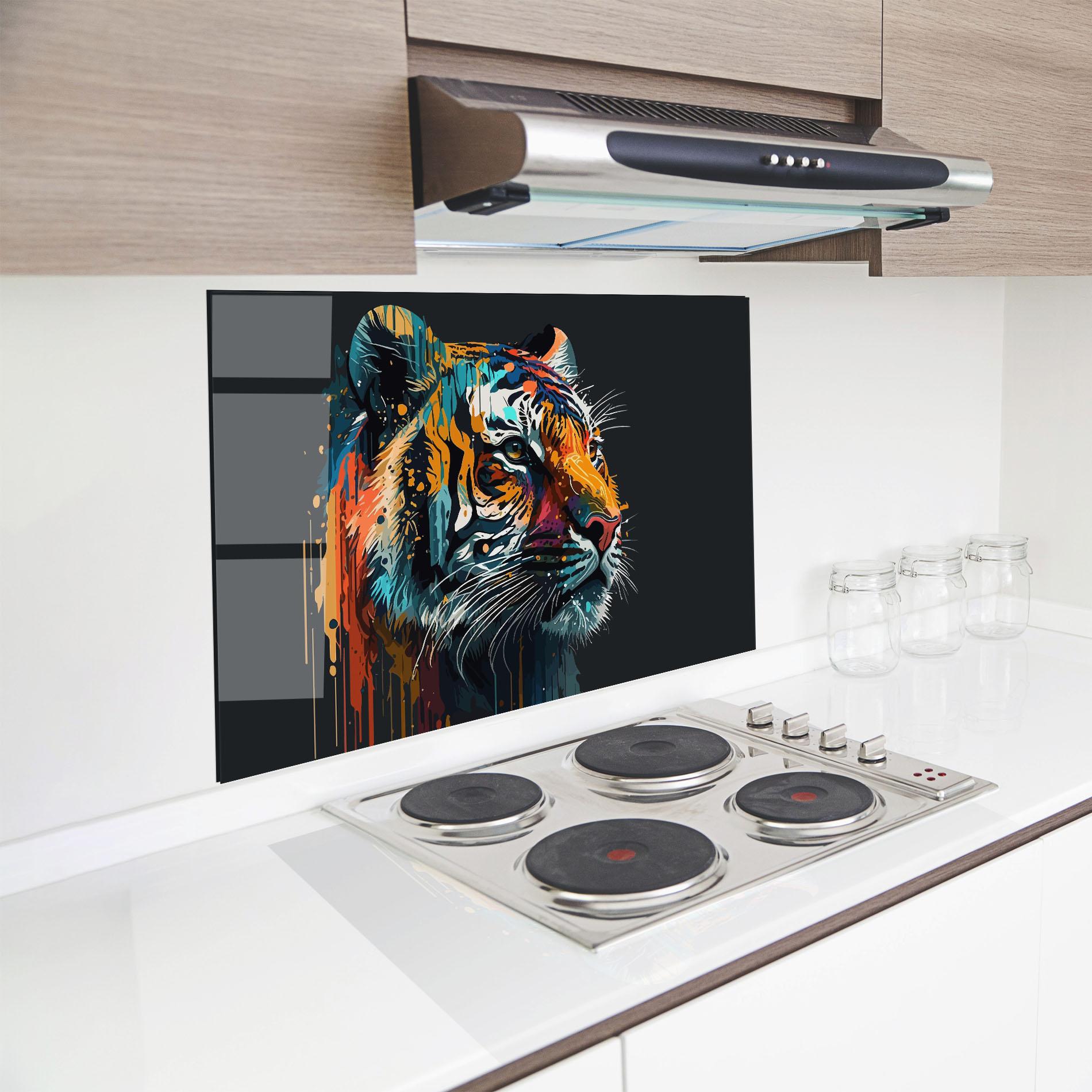 Küchenrückwand Glas Color Mix Tiger mockup 8