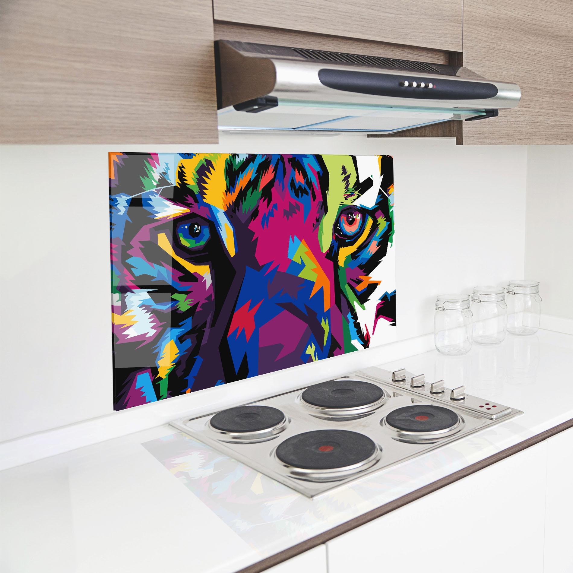 Küchenrückwand Glas Colourul Tiger Eyes mockup 8