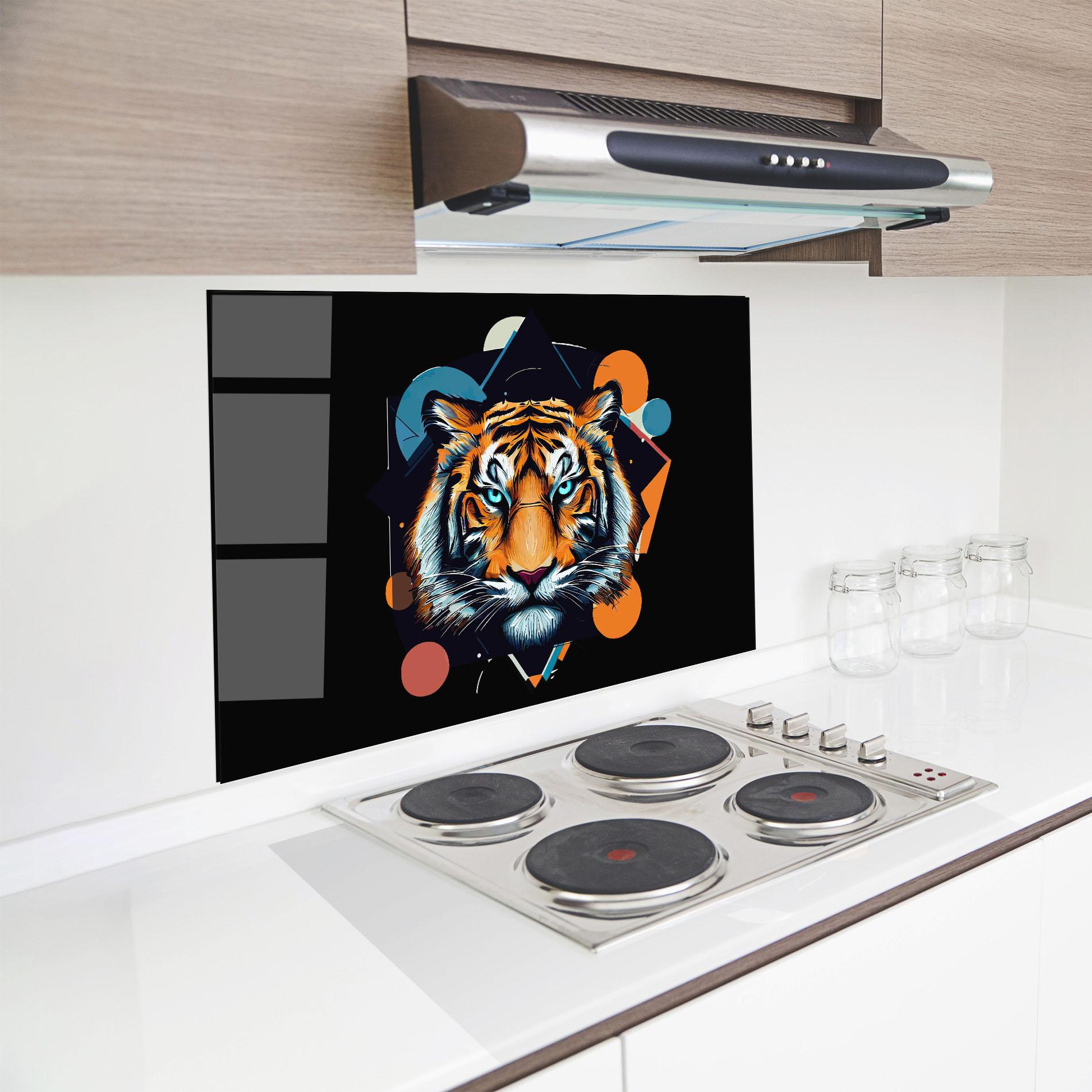 Küchenrückwand Glas Geometric Tiger mockup 8