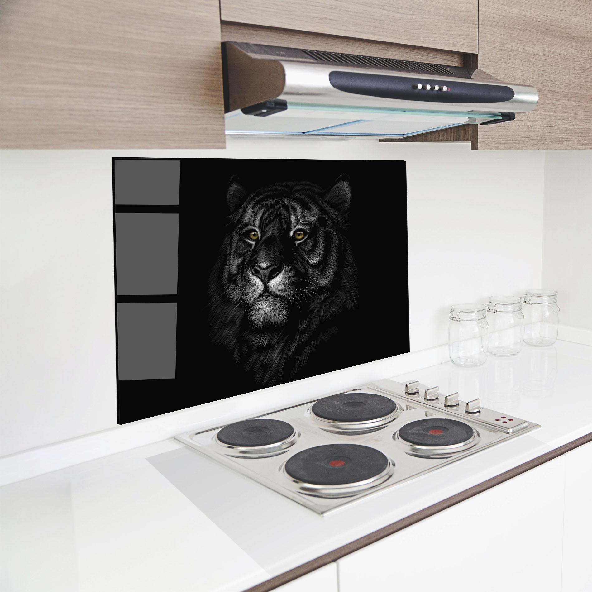 Küchenrückwand Glas Shadow Tiger mockup 8