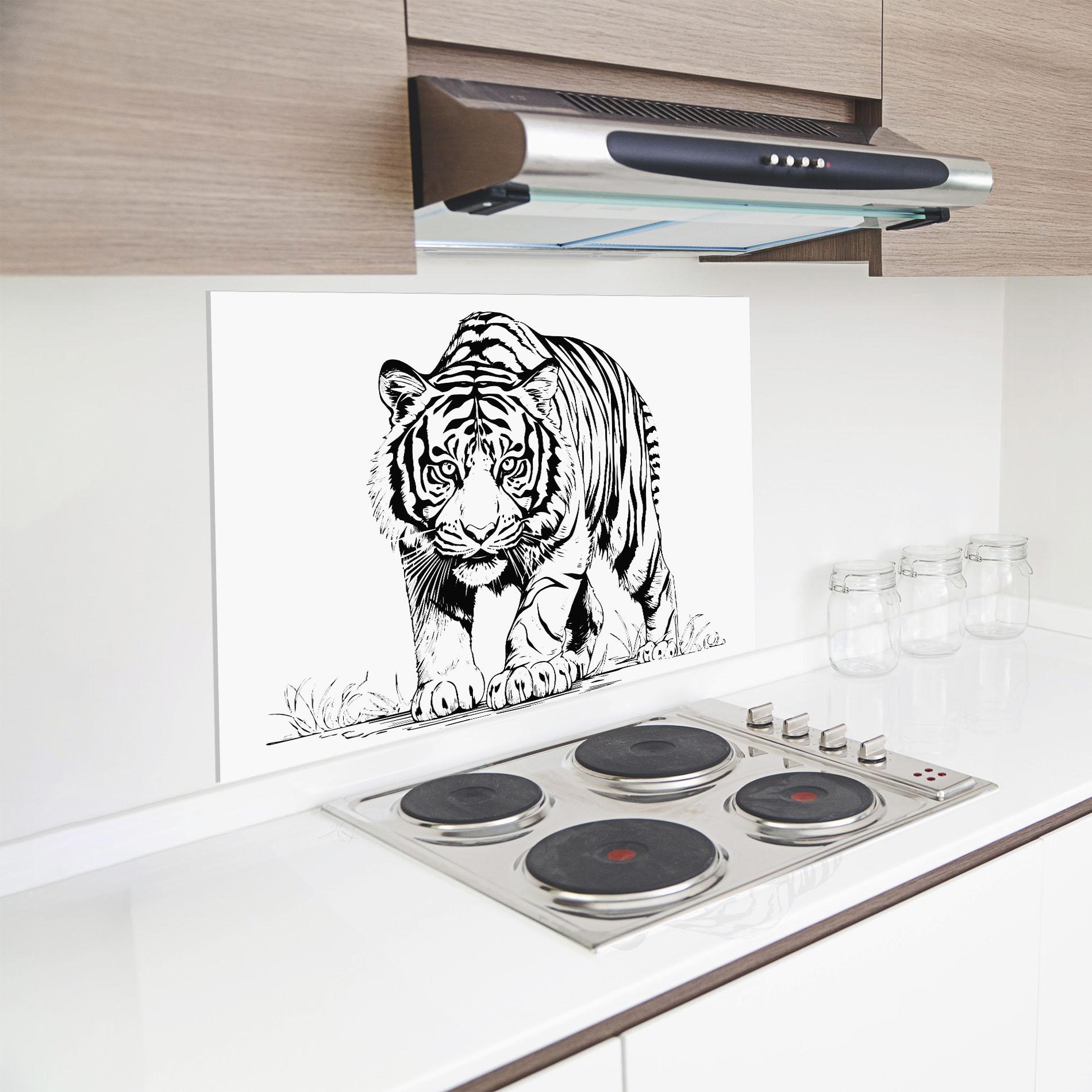 Küchenrückwand Glas Silent Tiger mockup 8