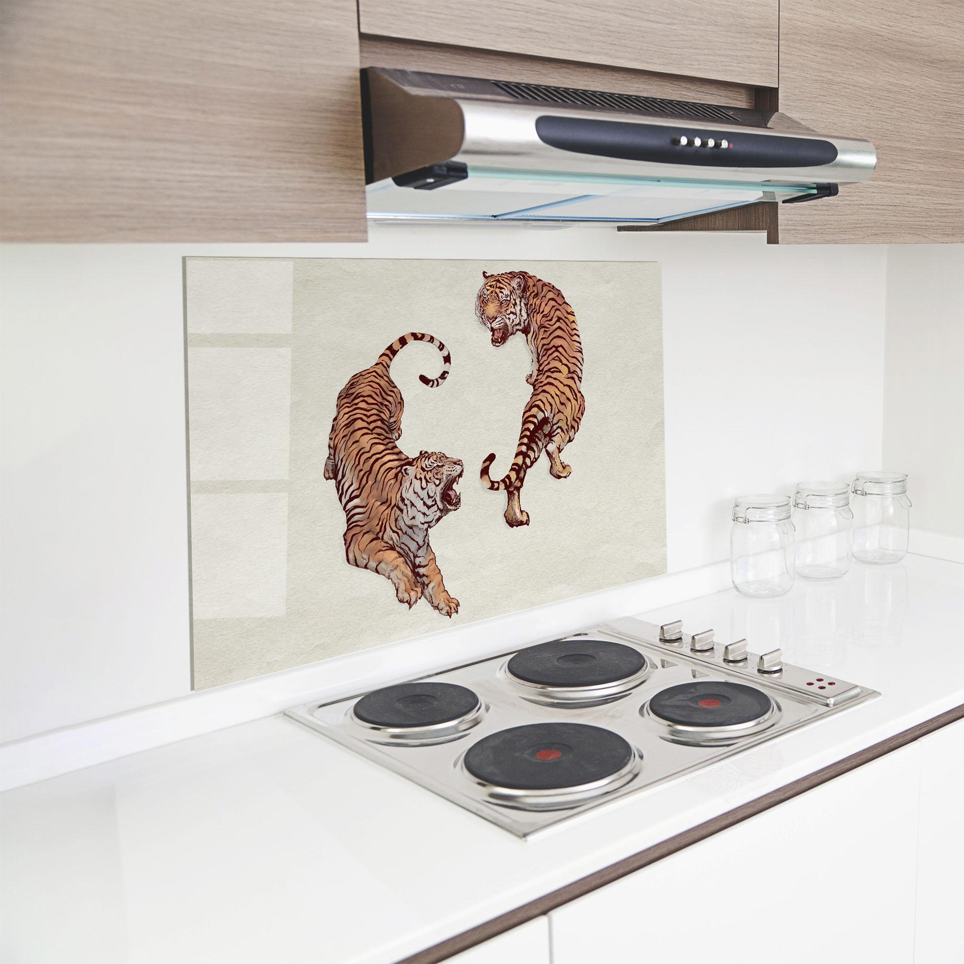 Küchenrückwand Glas Tiger Fight mockup 8