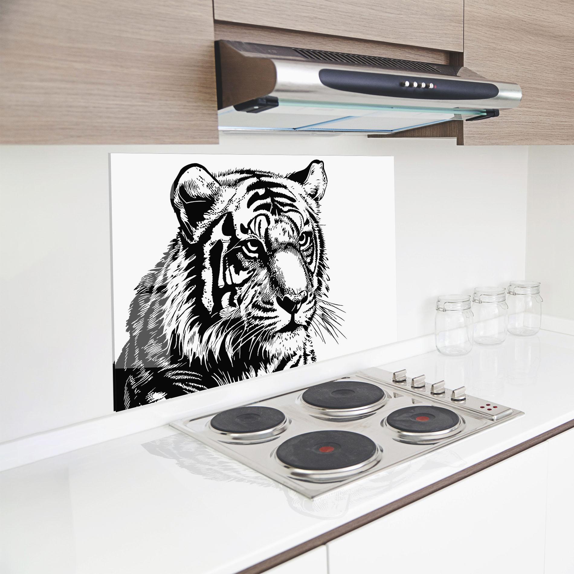 Küchenrückwand Glas Tiger Head mockup 8