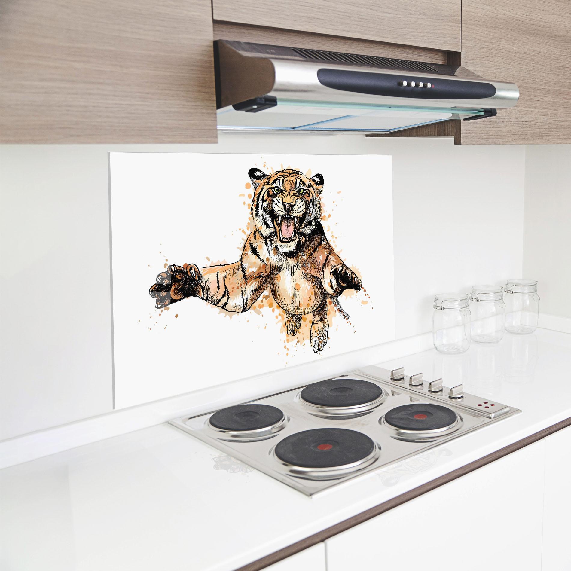 Küchenrückwand Glas Tiger Jump mockup 8