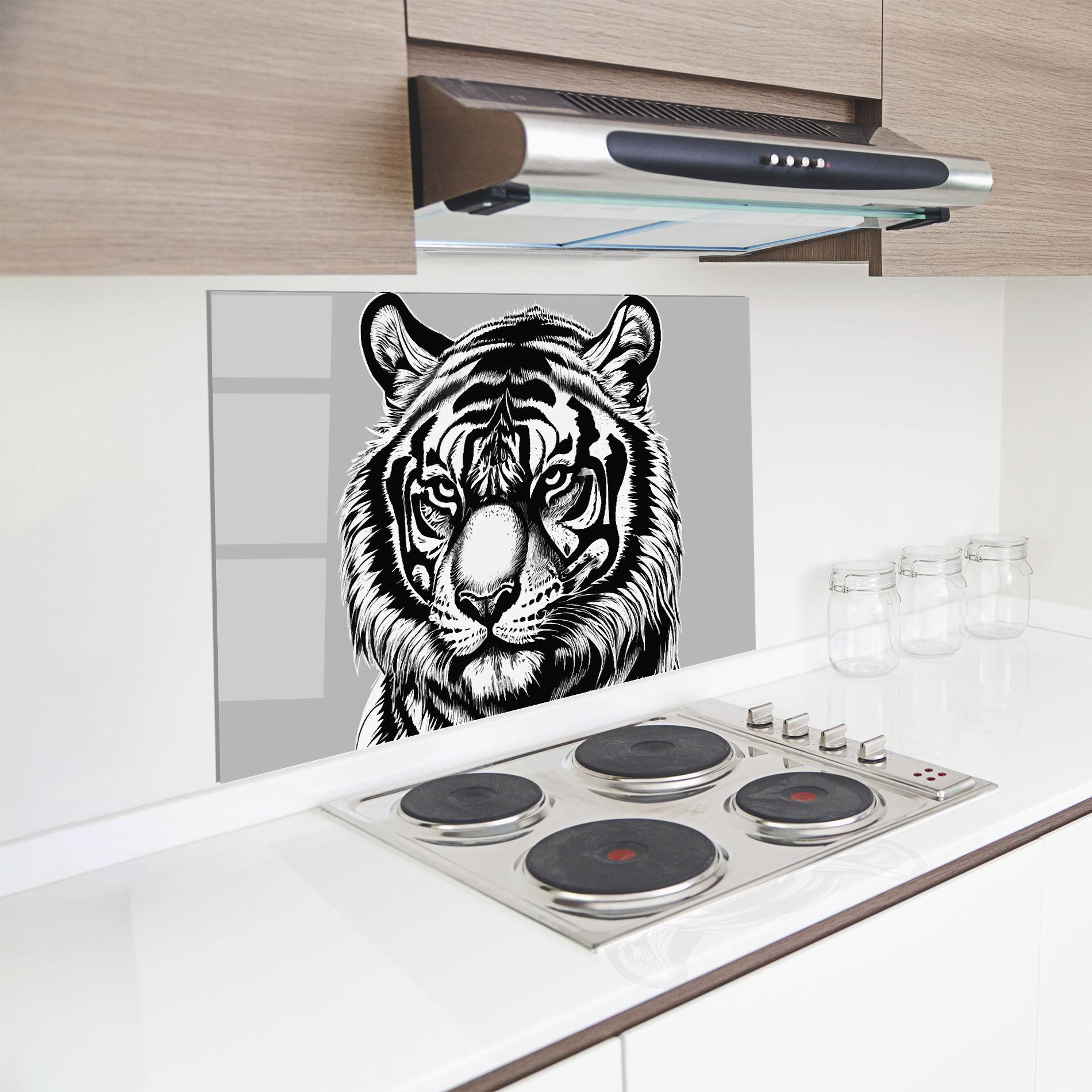 Küchenrückwand Glas White Tiger Grey mockup 8