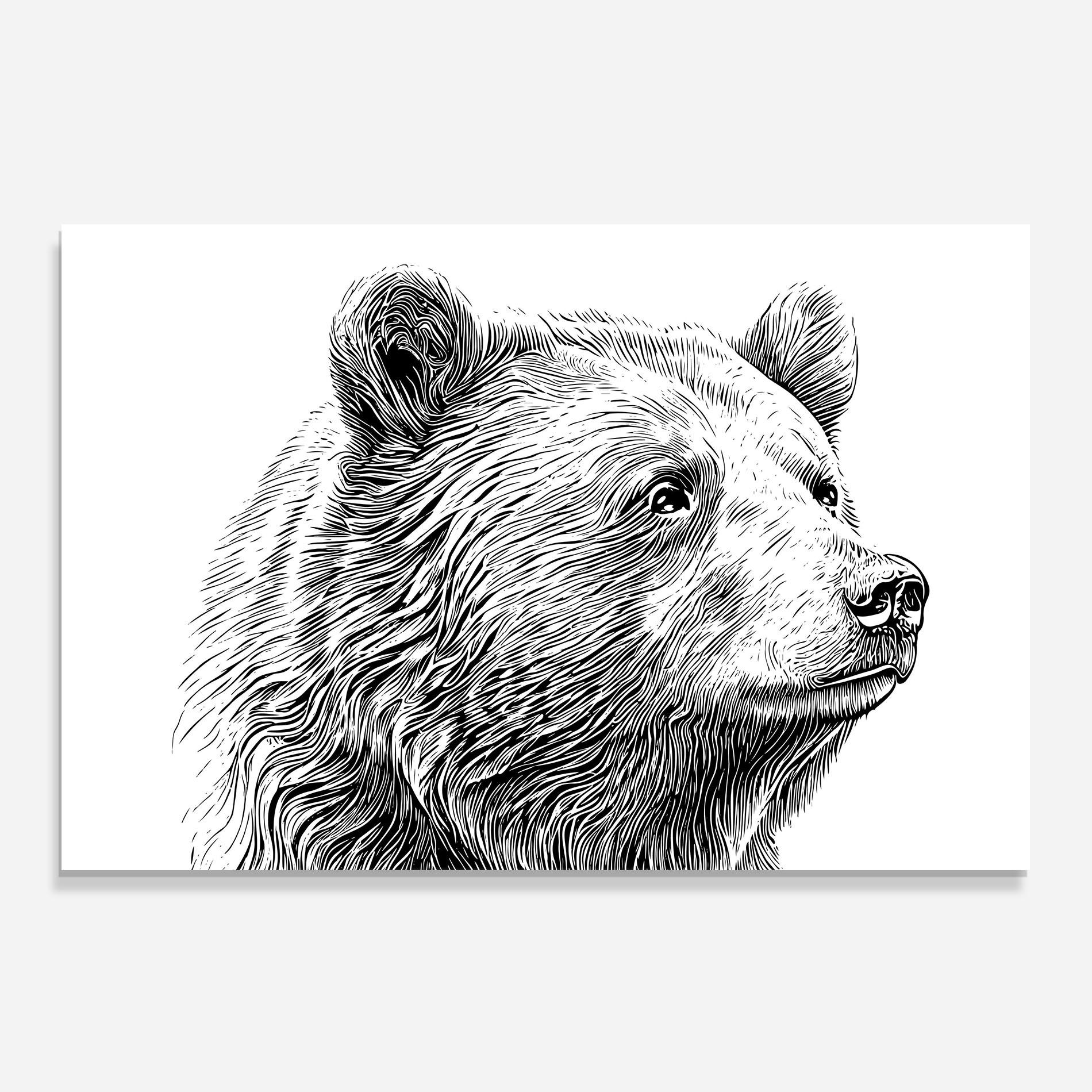 Küchenrückwand Glas Bear Portrait Line mockup 0