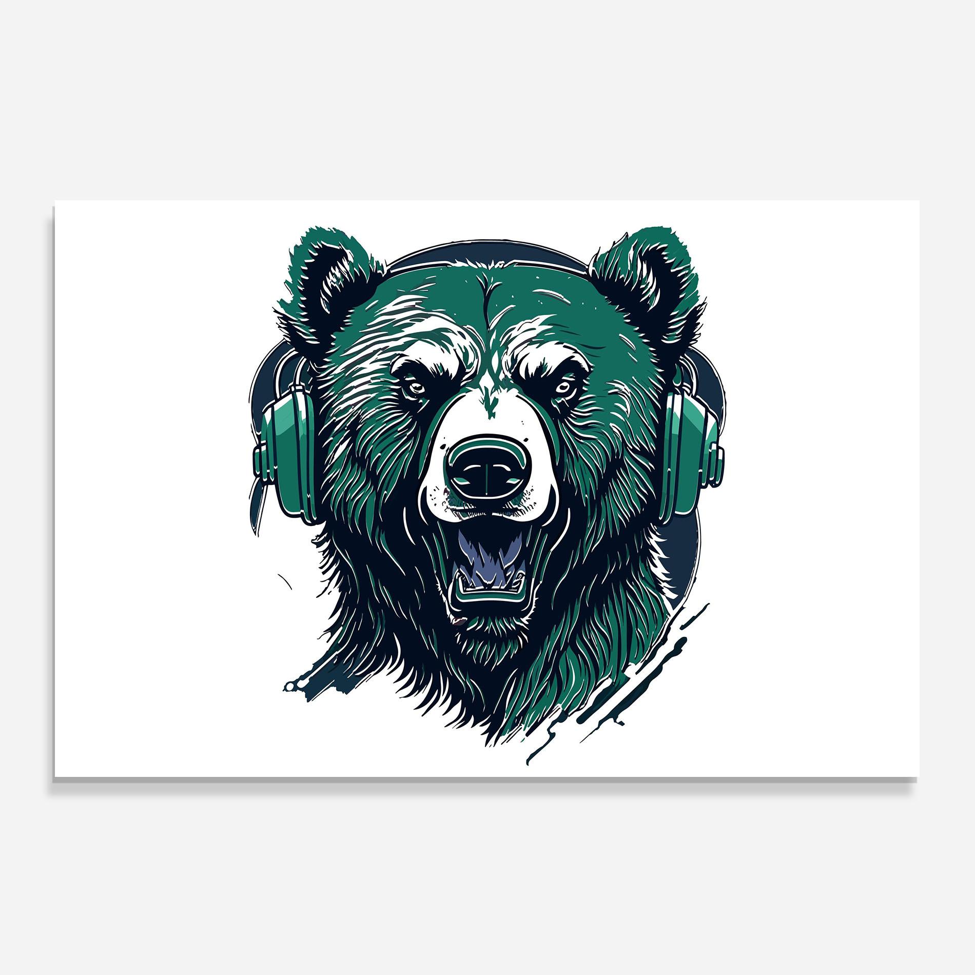 Küchenrückwand Glas Green Music Bear mockup 0