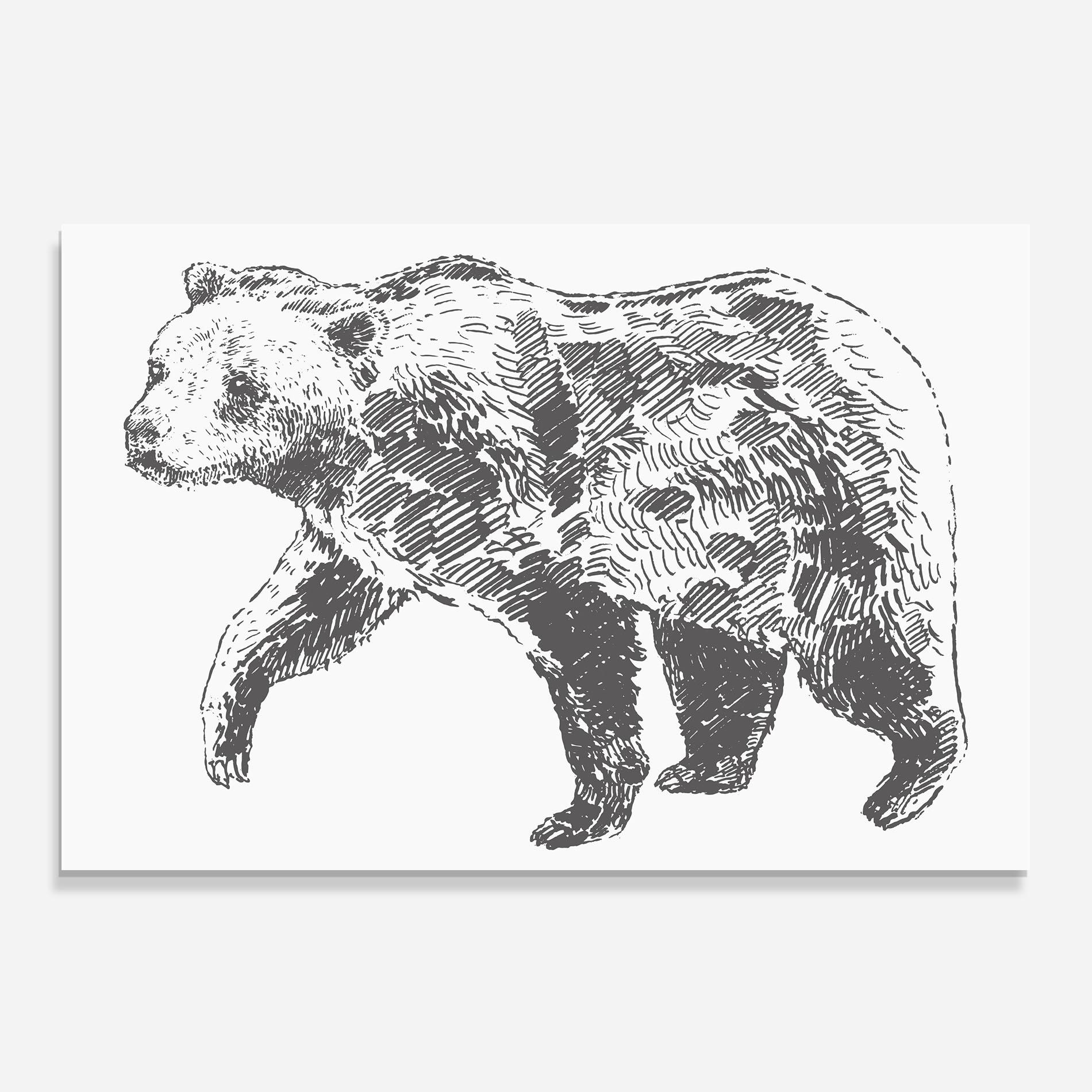 Küchenrückwand Glas Grizzly Shilouette mockup 0