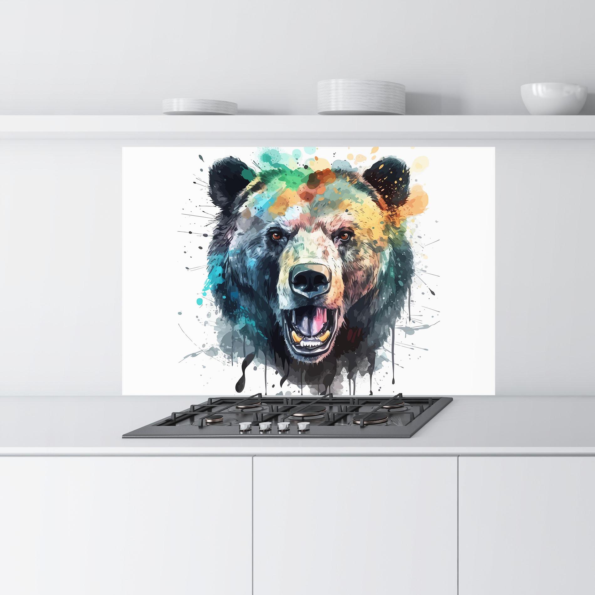 Küchenrückwand Glas Artistic Bear Head mockup 9