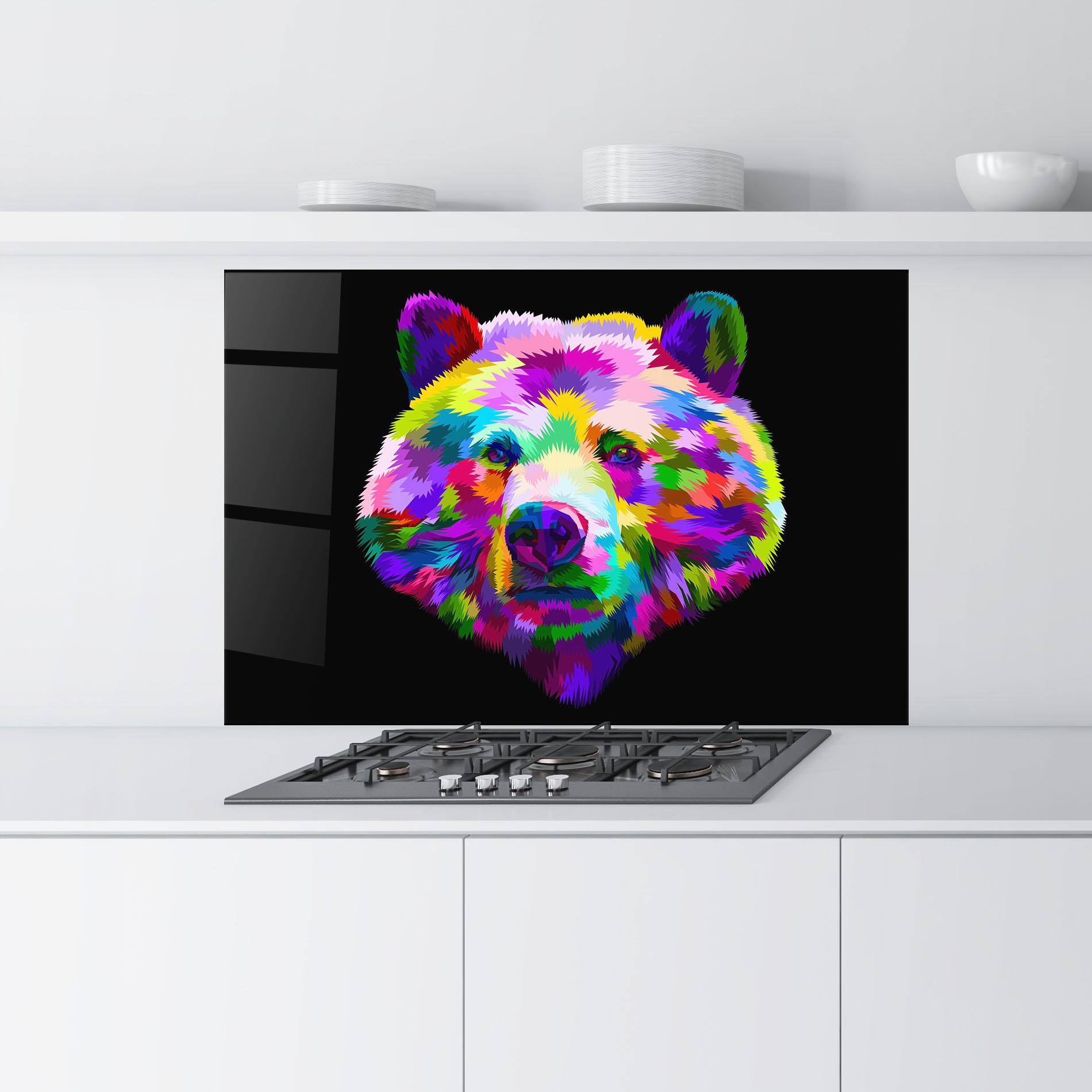 Küchenrückwand Glas Bear Head Art mockup 9