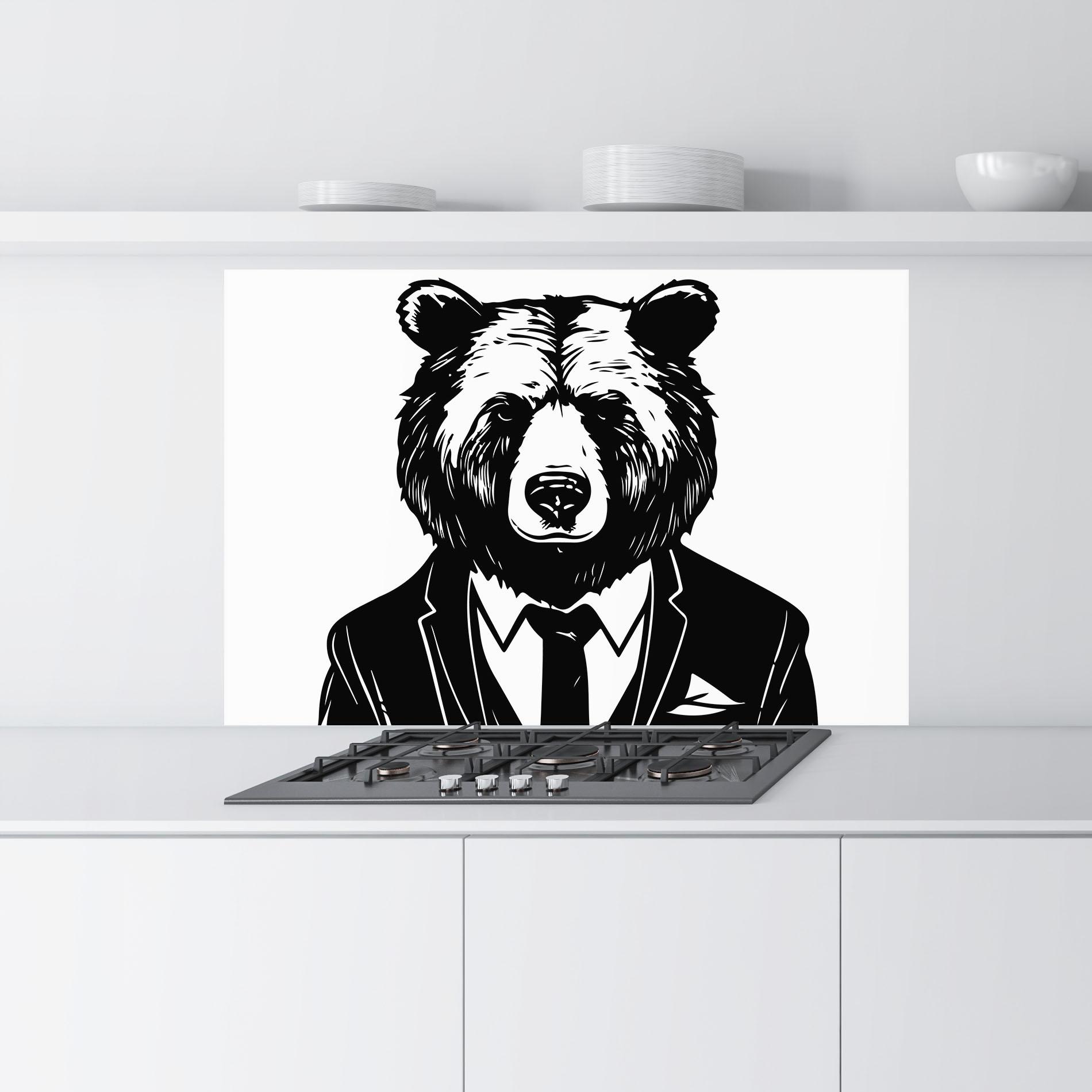 Küchenrückwand Glas Business Bear mockup 9