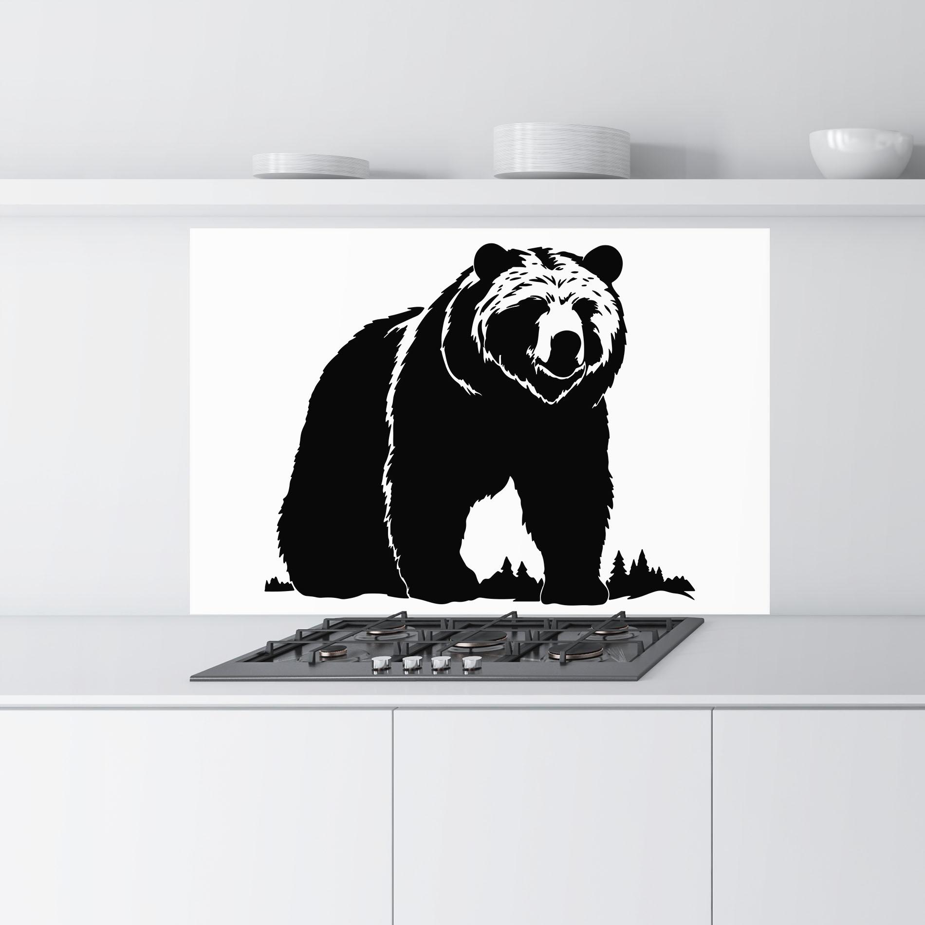 Küchenrückwand Glas Forest Bear Shape mockup 9