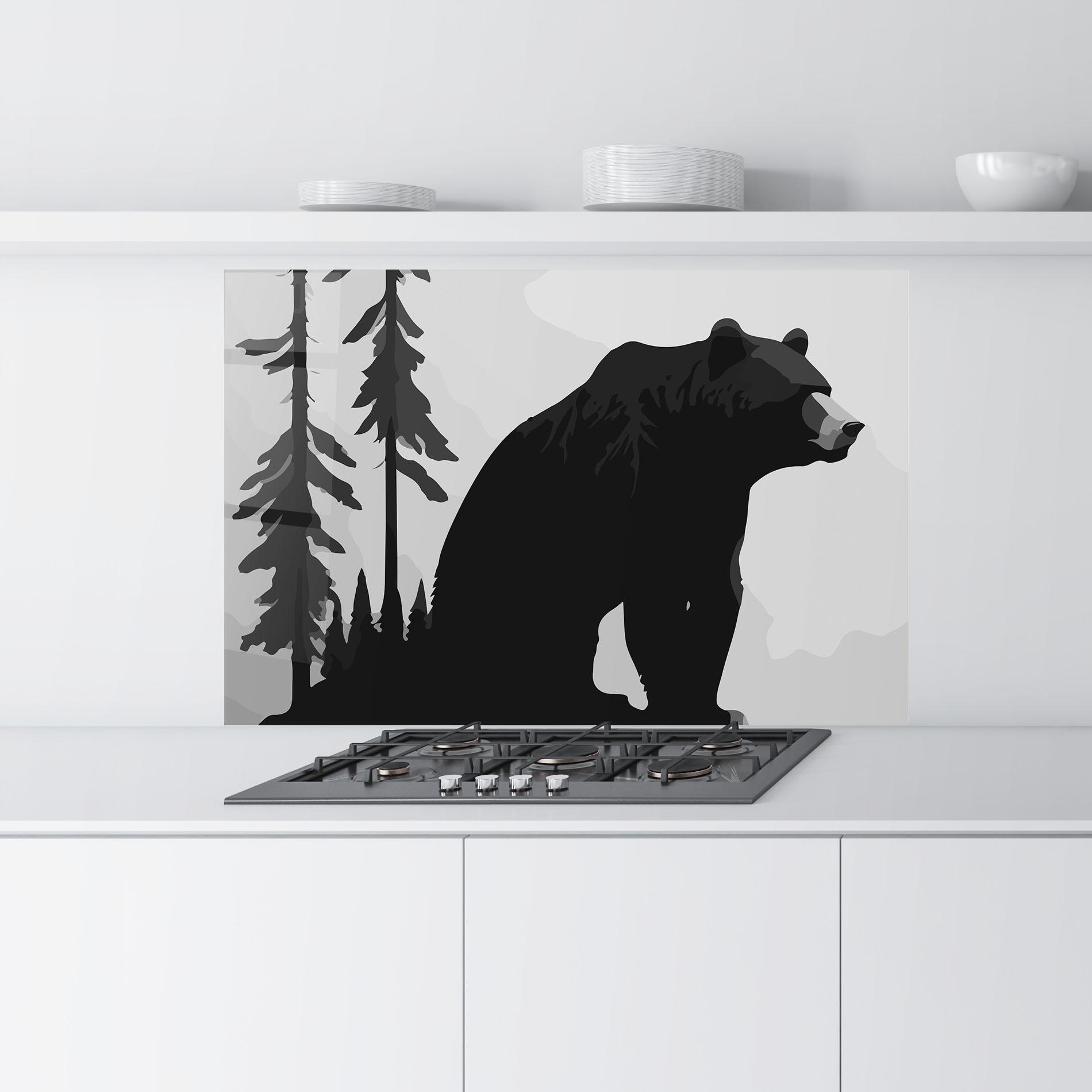 Küchenrückwand Glas Forest Bear mockup 9