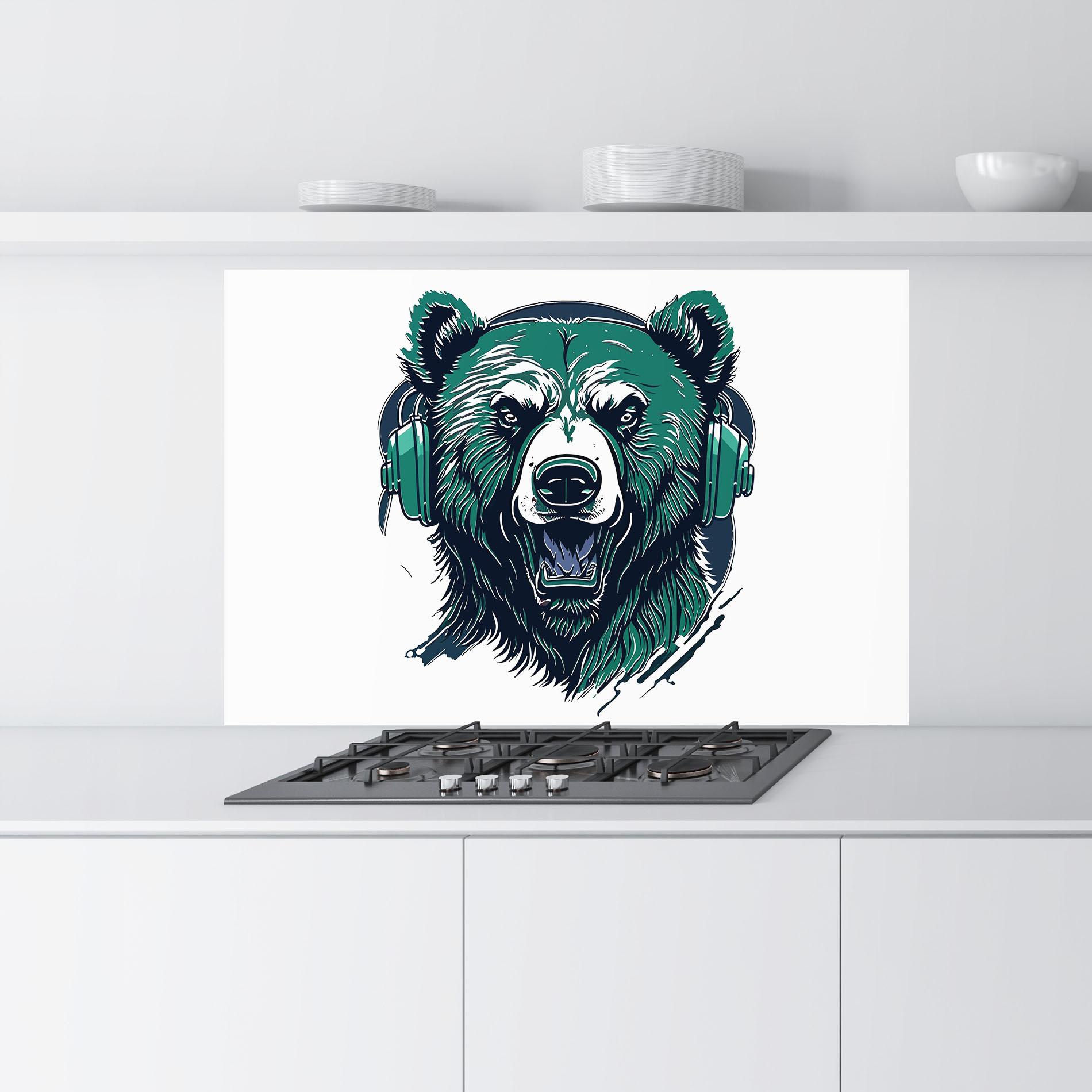 Küchenrückwand Glas Green Music Bear mockup 9