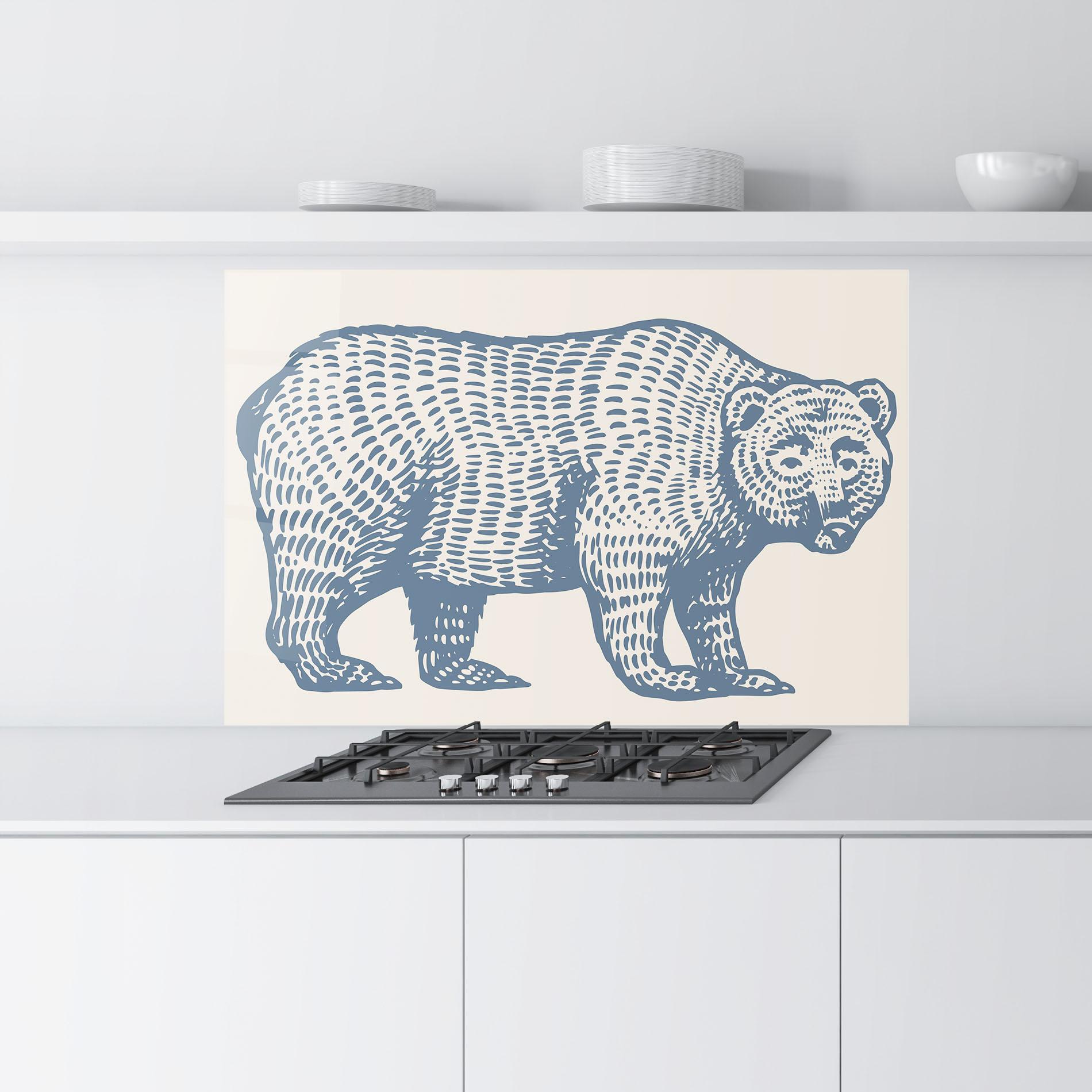 Küchenrückwand Glas Minimalist Blue Bear mockup 9