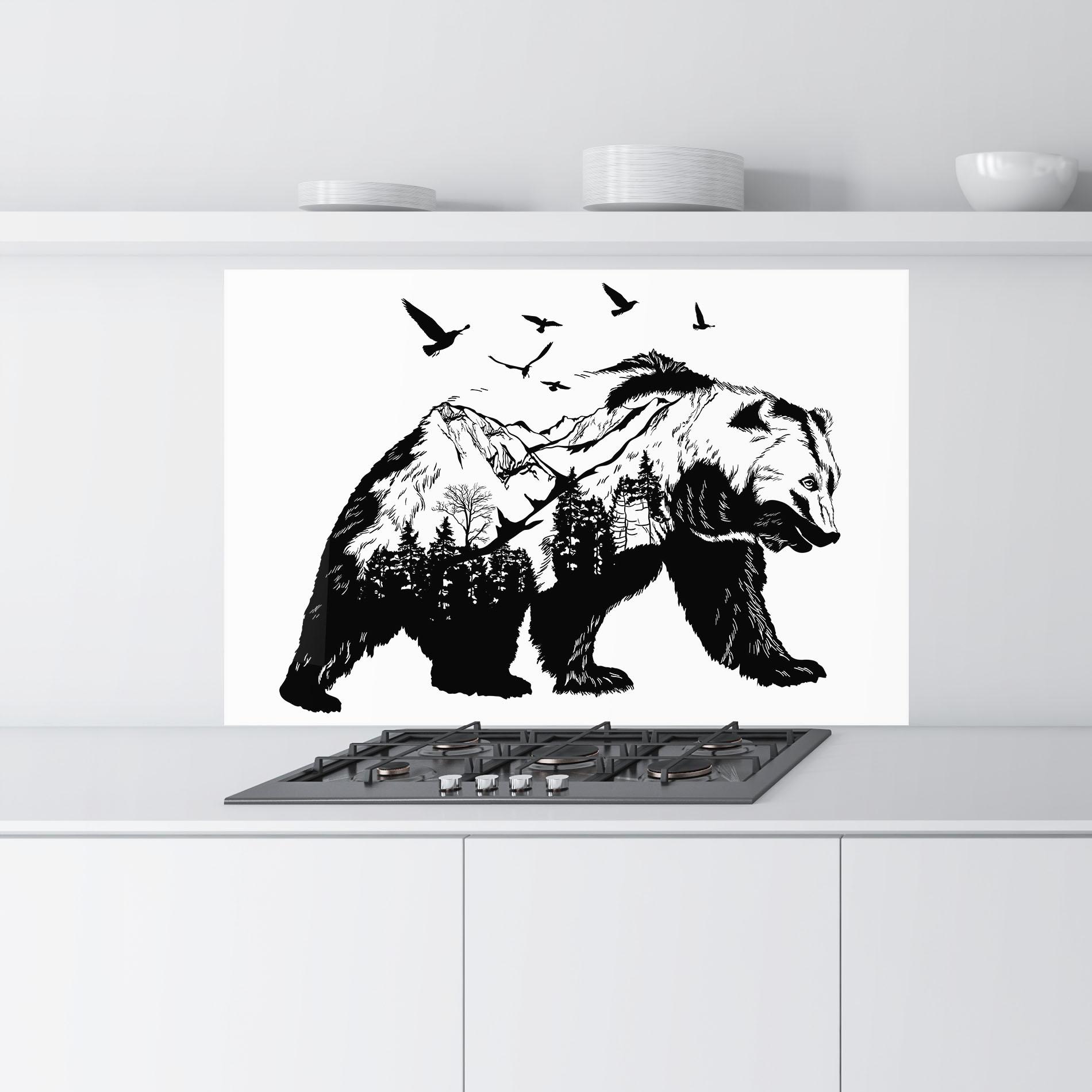 Küchenrückwand Glas Mountain Bear mockup 9