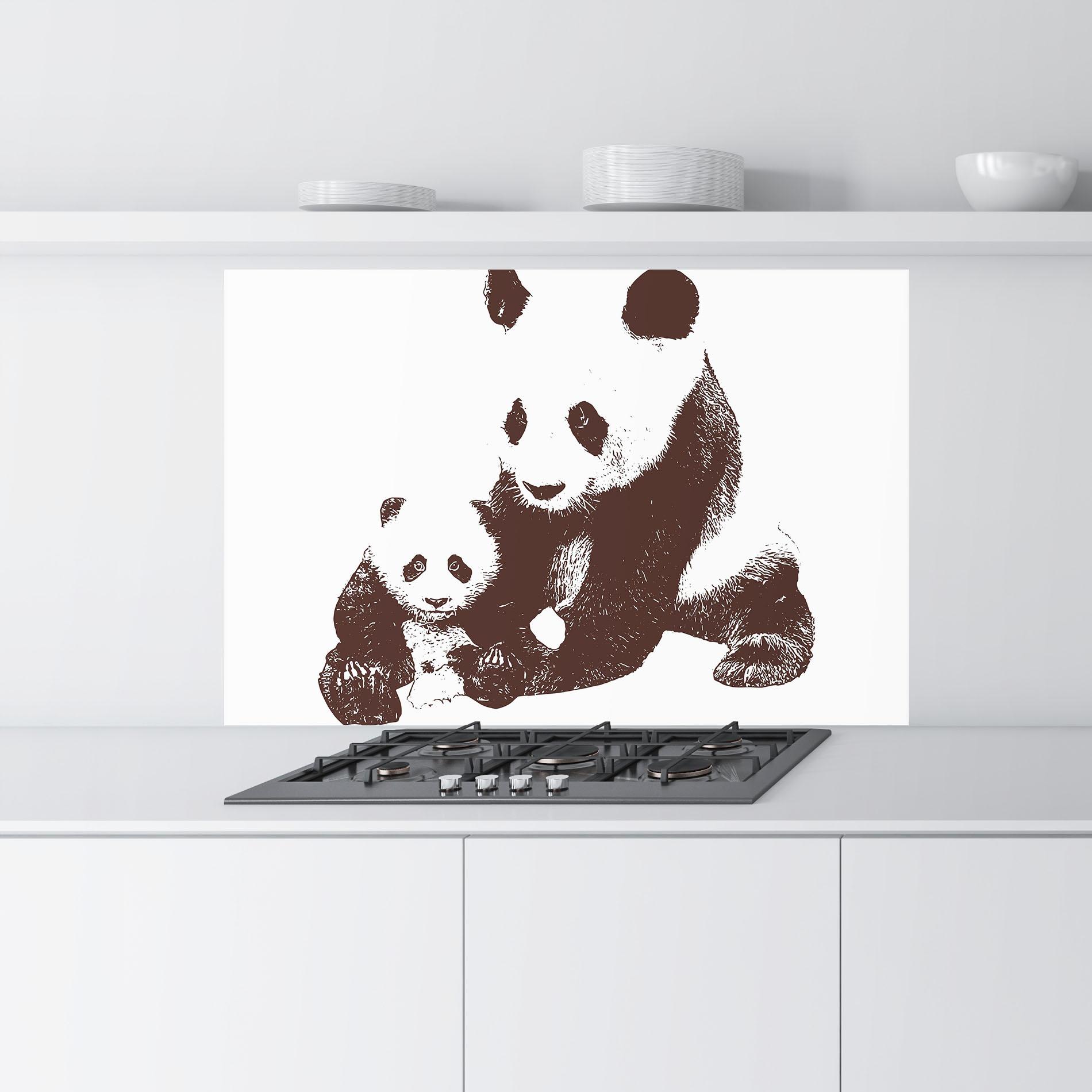 Küchenrückwand Glas Panda Art Family mockup 9