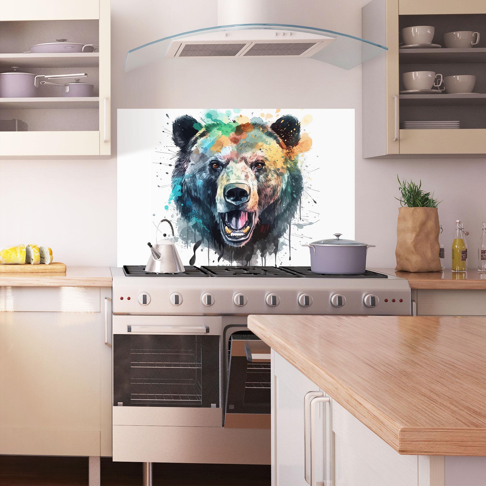 Küchenrückwand Glas Artistic Bear Head mockup 1