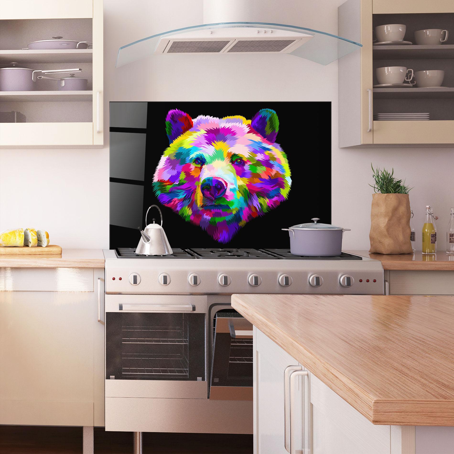 Küchenrückwand Glas Bear Head Art mockup 1