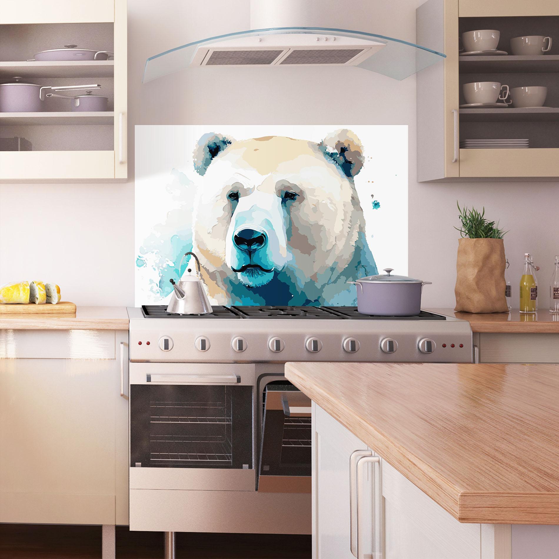 Küchenrückwand Glas Big Watercolor Bear mockup 1