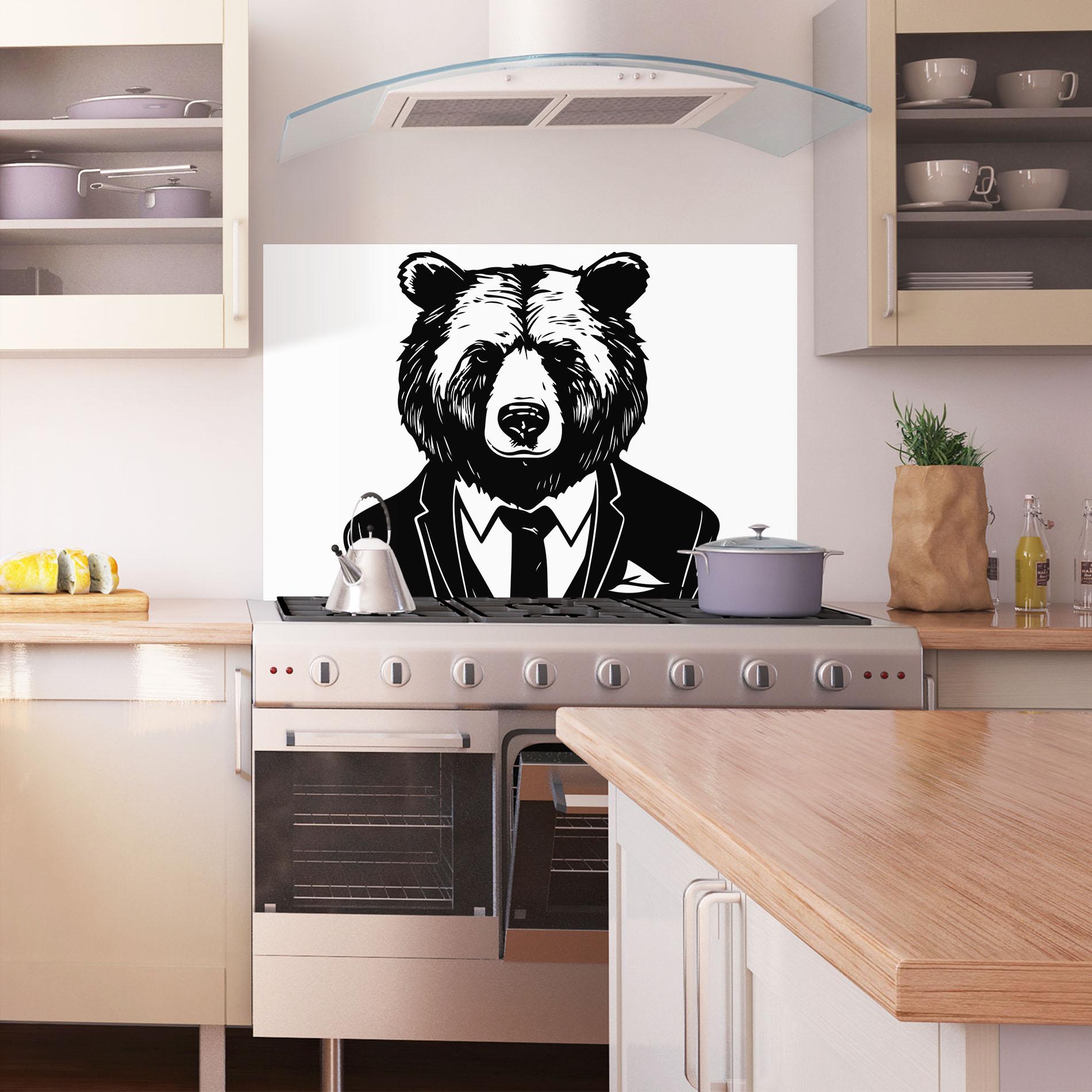 Küchenrückwand Glas Business Bear mockup 1