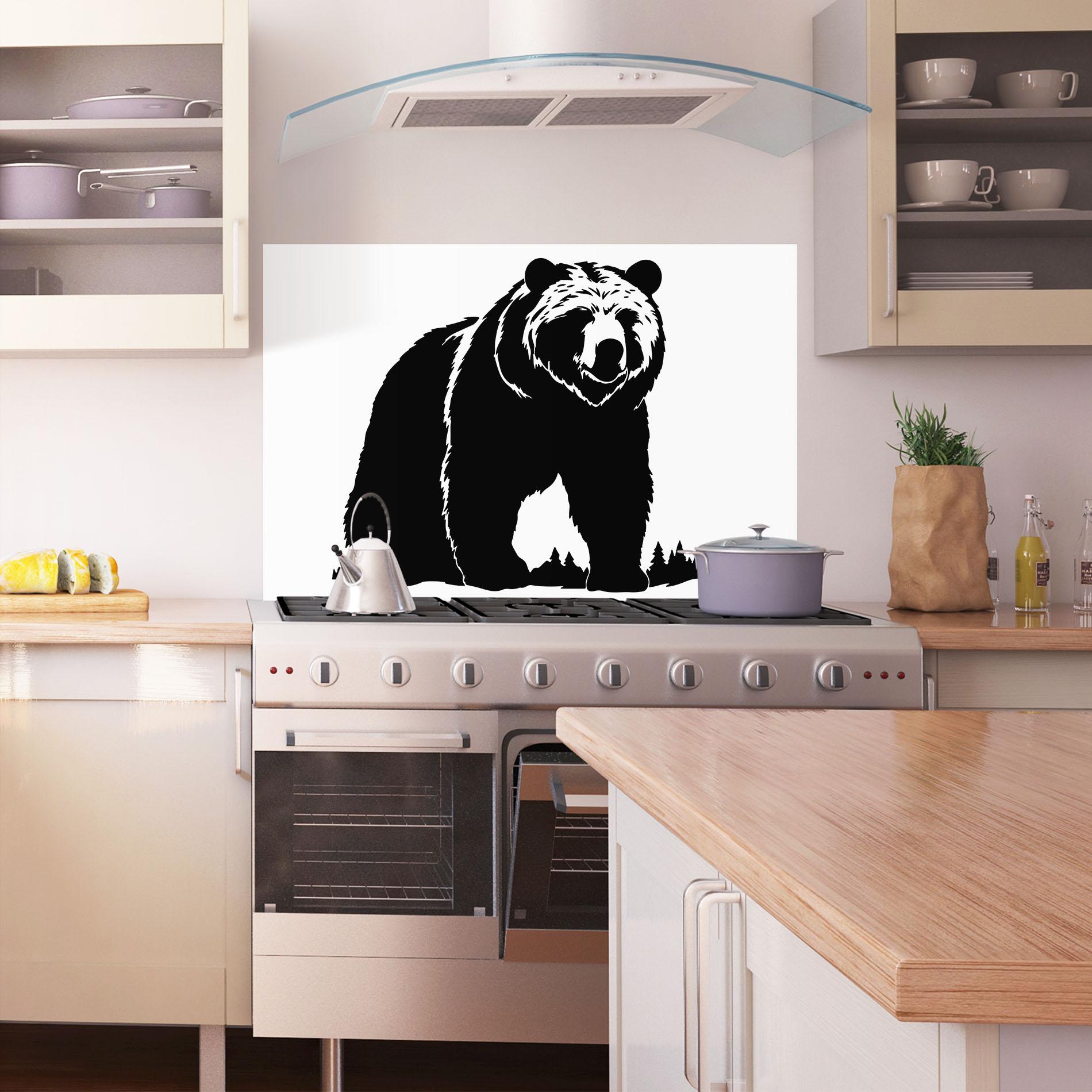 Küchenrückwand Glas Forest Bear Shape mockup 1