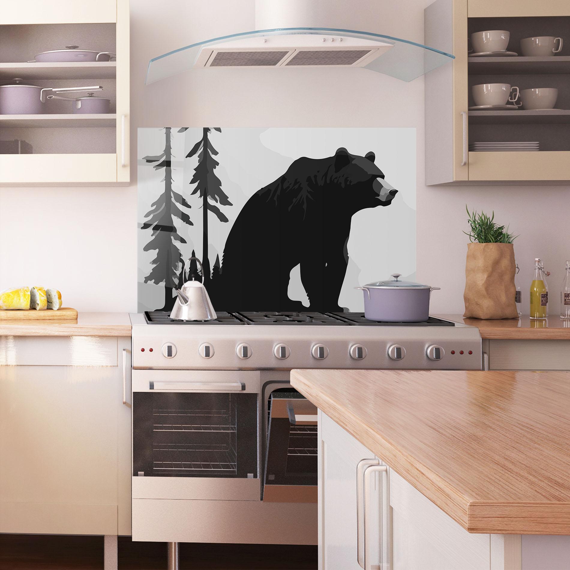 Küchenrückwand Glas Forest Bear mockup 1