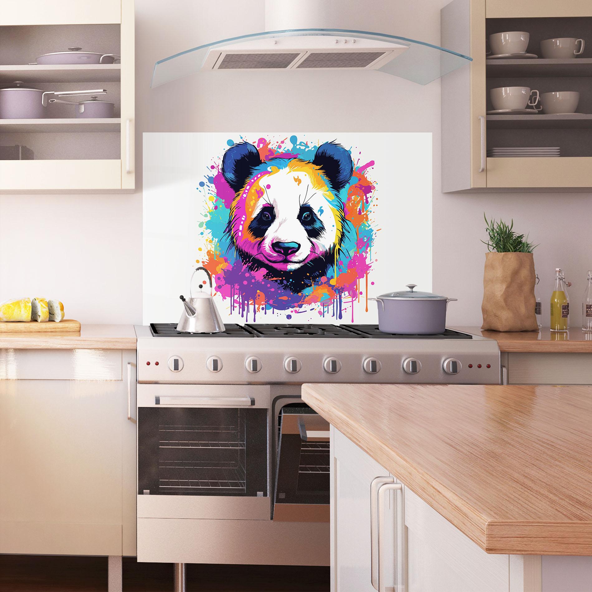 Küchenrückwand Glas Pretty Panda Art mockup 1