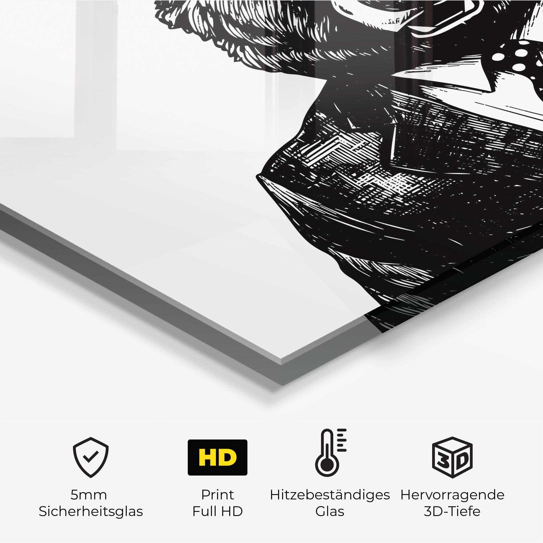 Küchenrückwand Glas Bear In Suit mockup 2