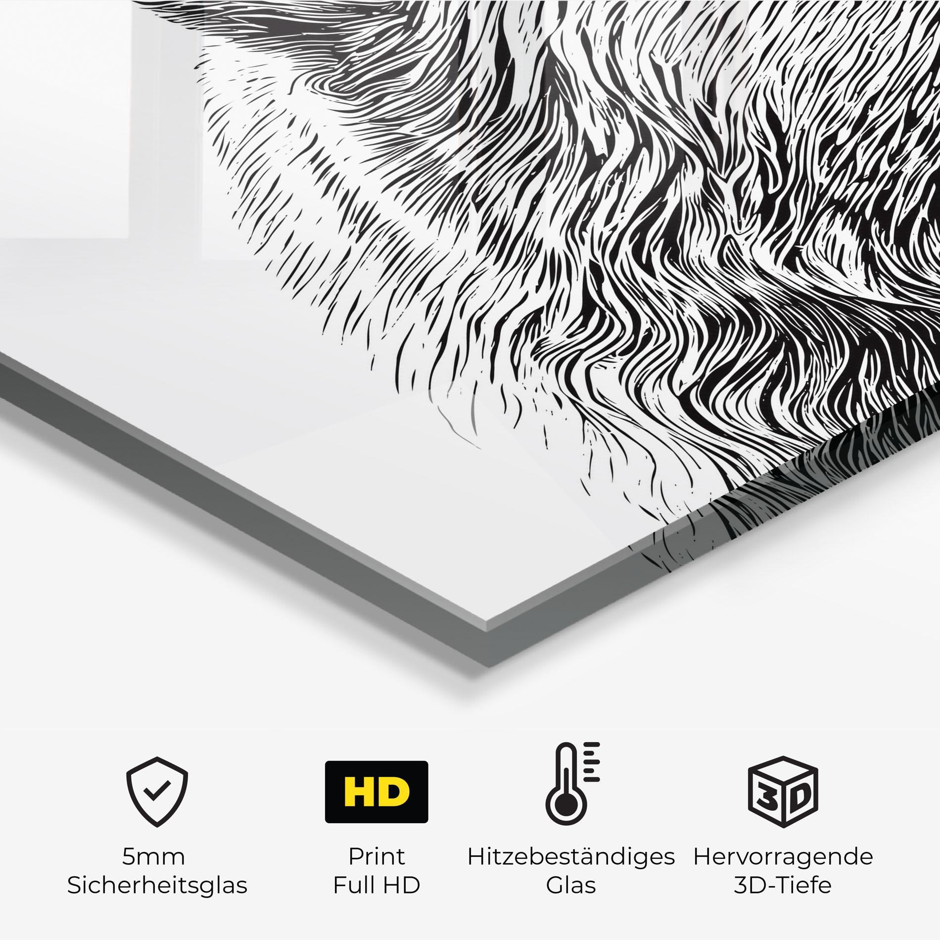 Küchenrückwand Glas Bear Portrait Line mockup 2